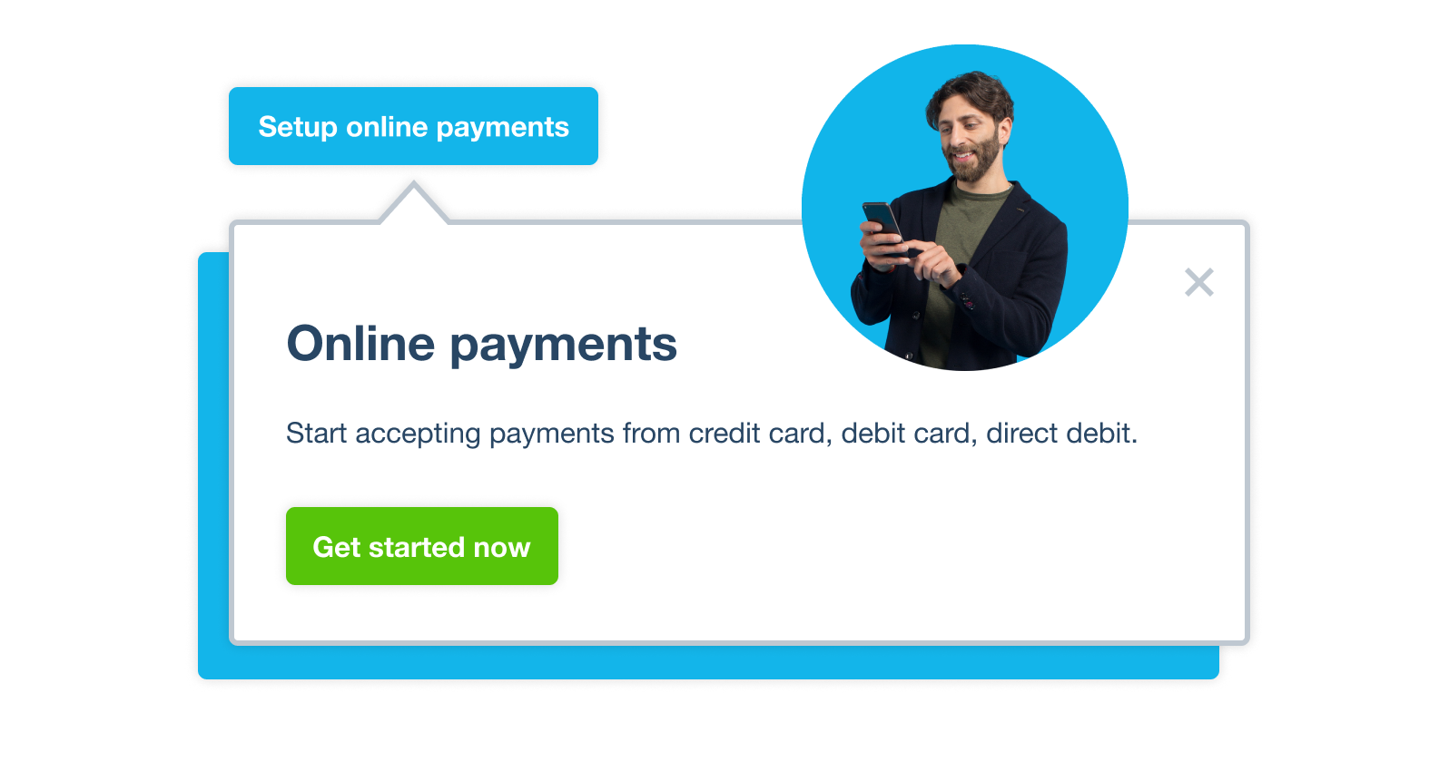 A business owner sets up a payment service in Xero to start accepting online payments.