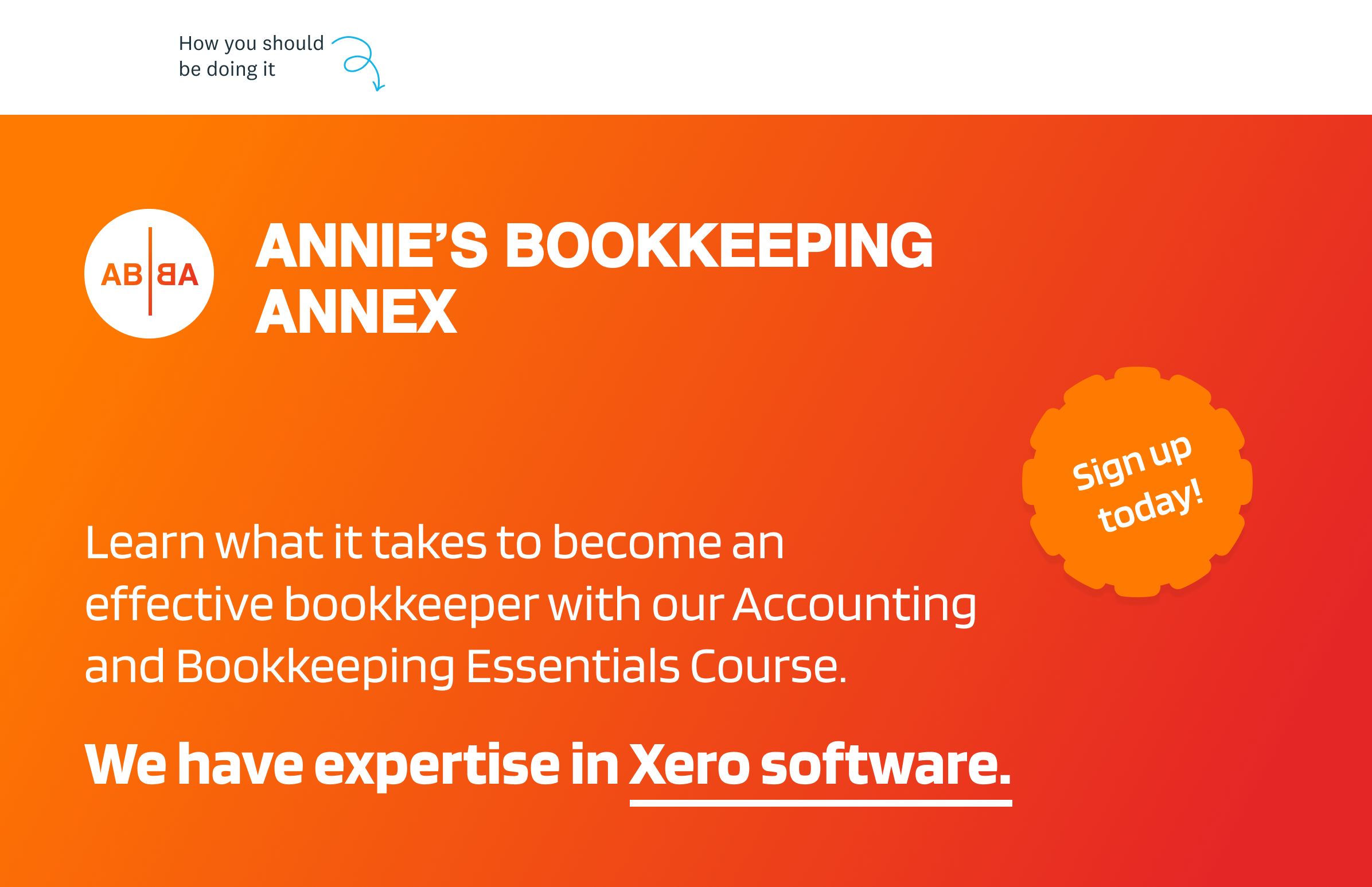 An example of correct use of Xero branding, Annie’s Bookkeeping Annex advertises ‘expertise in Xero software’.
