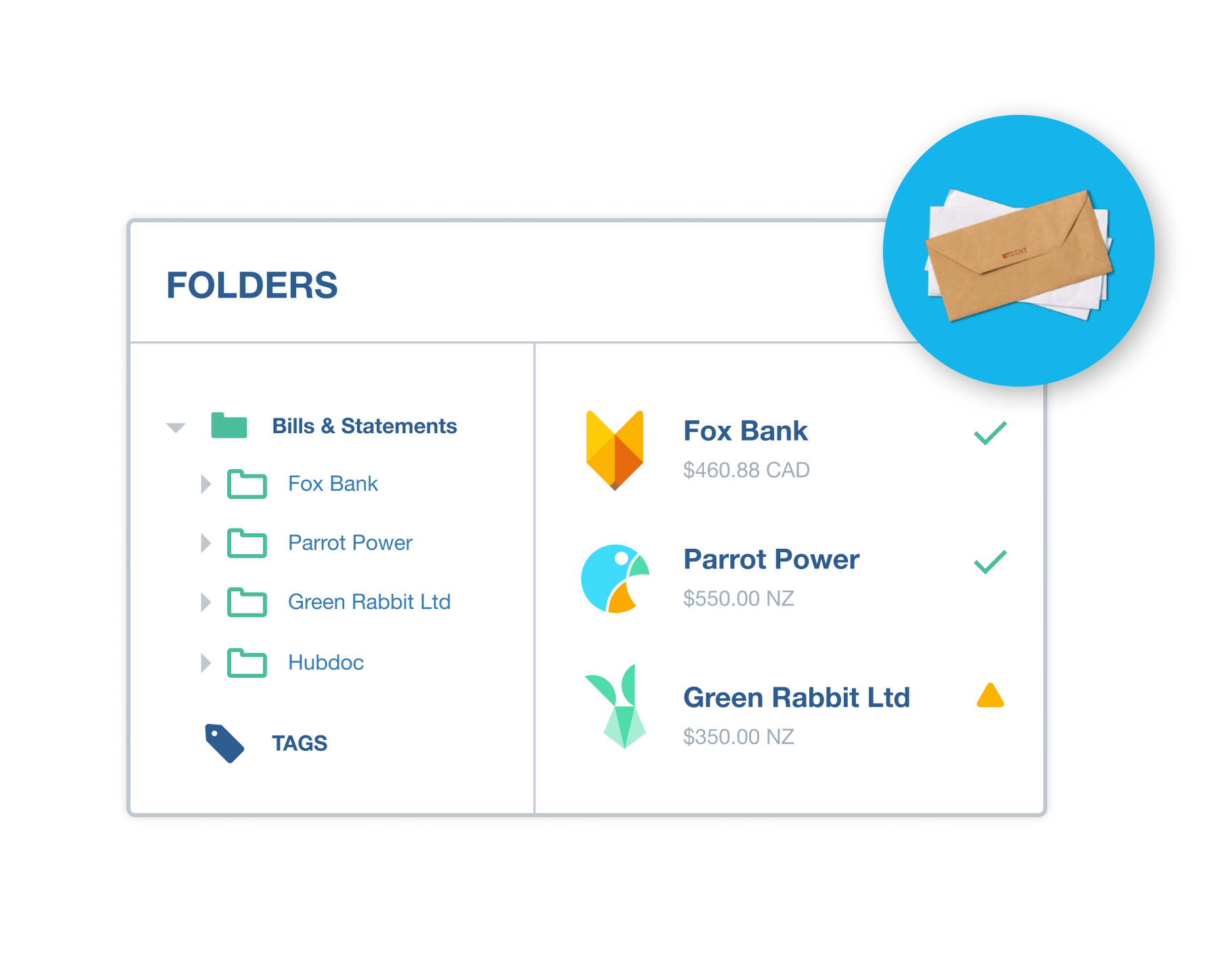 Folders in Hubdoc show how to organise data capture.