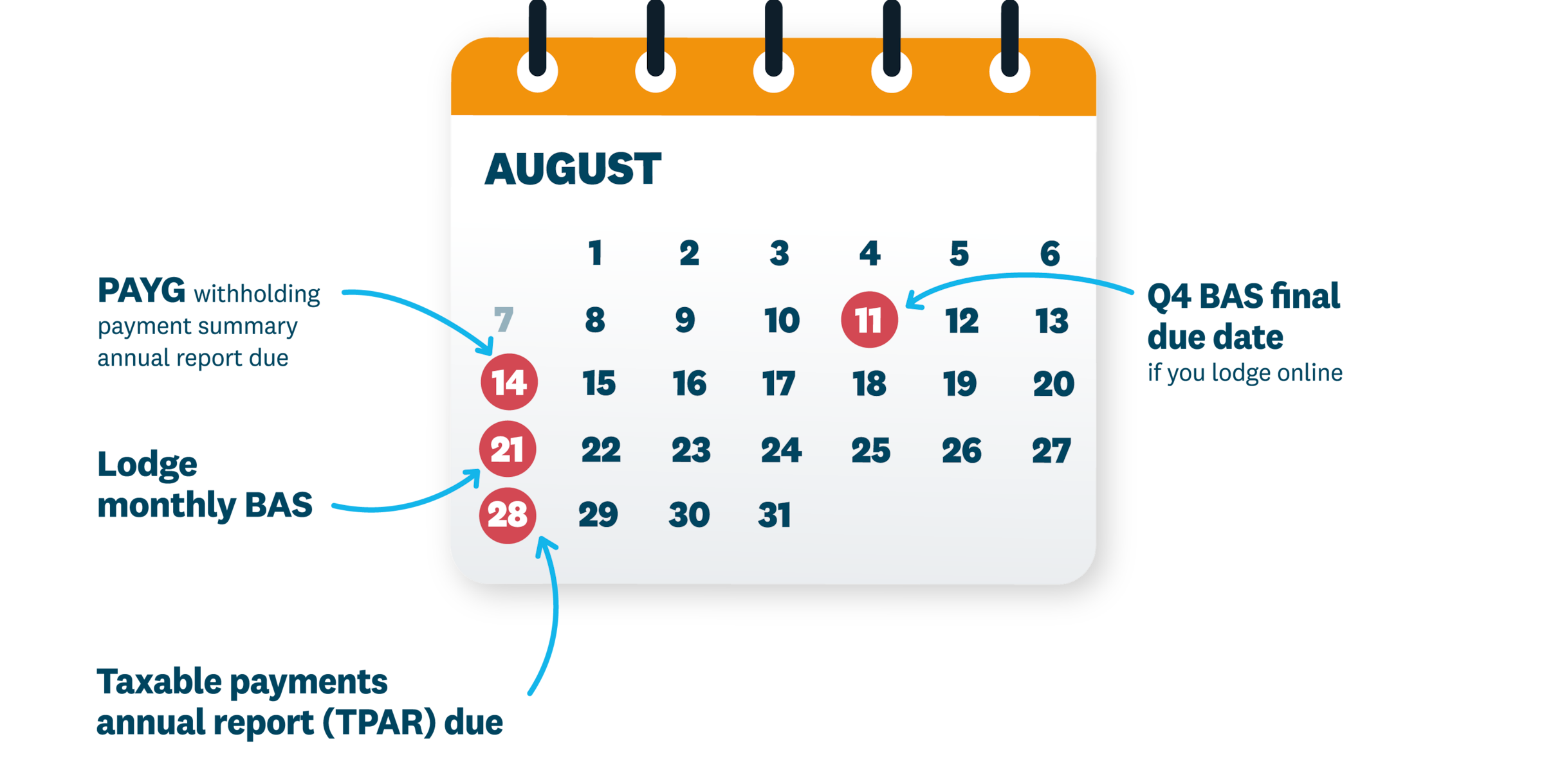 A calendar showing key dates in August. An overview is in the description below.