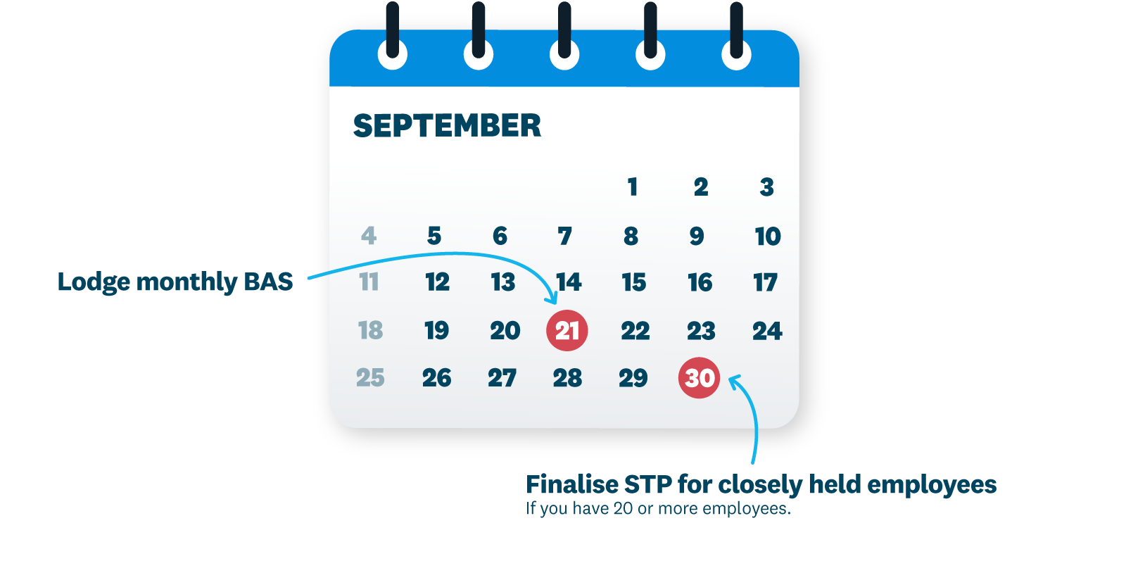 A calendar showing key dates in September. An overview is in the description below.