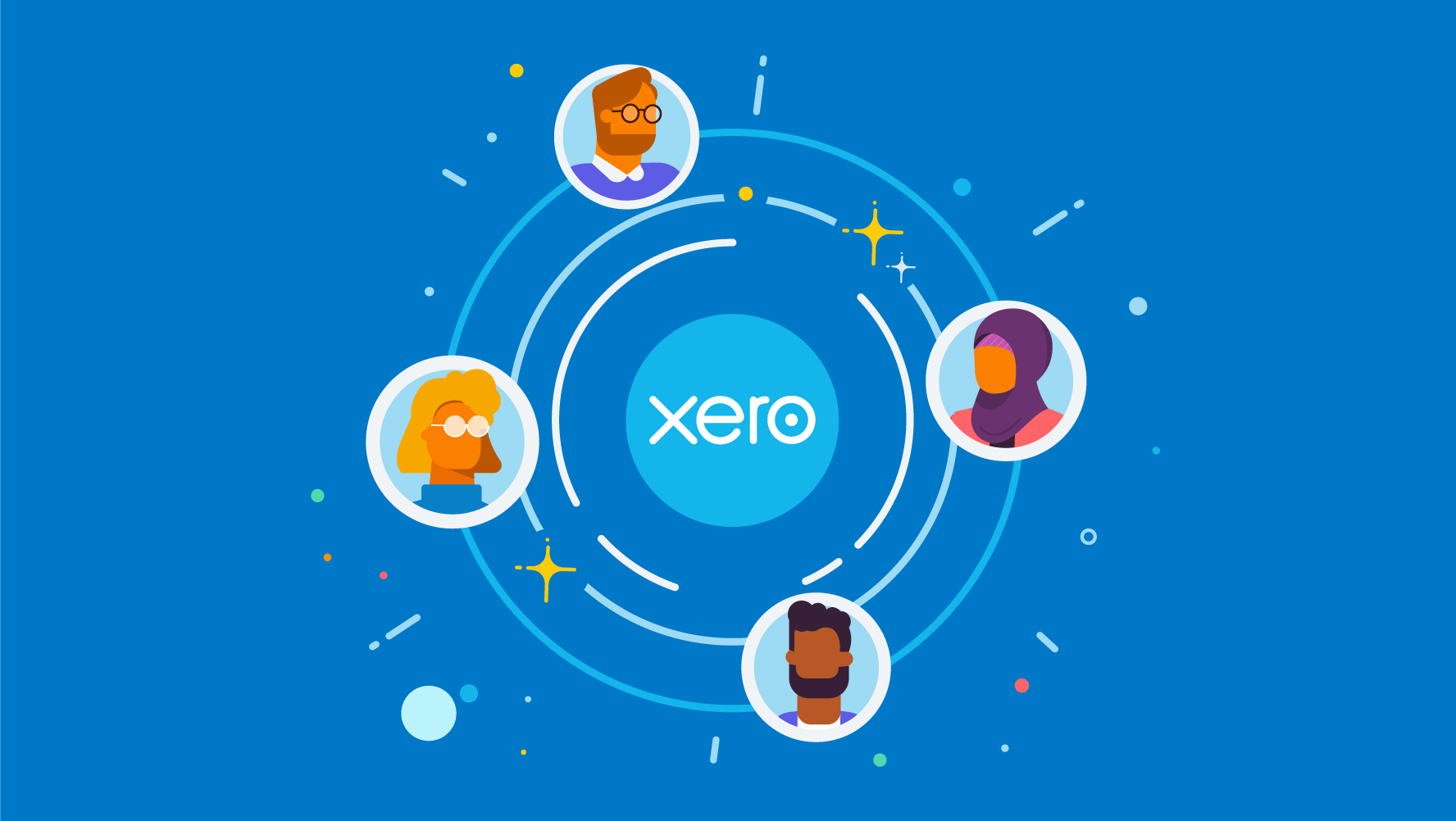 Illustration demonstration people within the Xero ecosystem