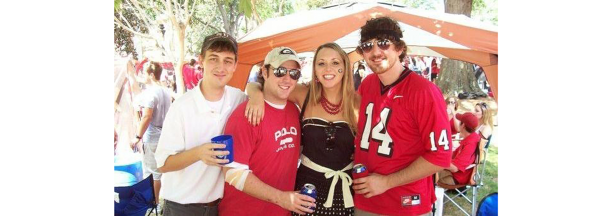 Tate Henshaw with three friends at the University of Georgia.