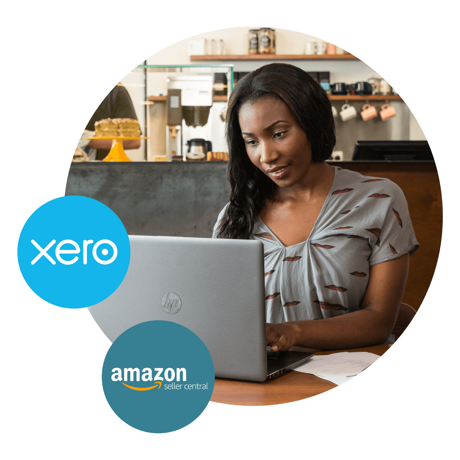 An Amazon seller uses Xero’s analytics tools on their laptop for bookkeeping and managing cash flow.