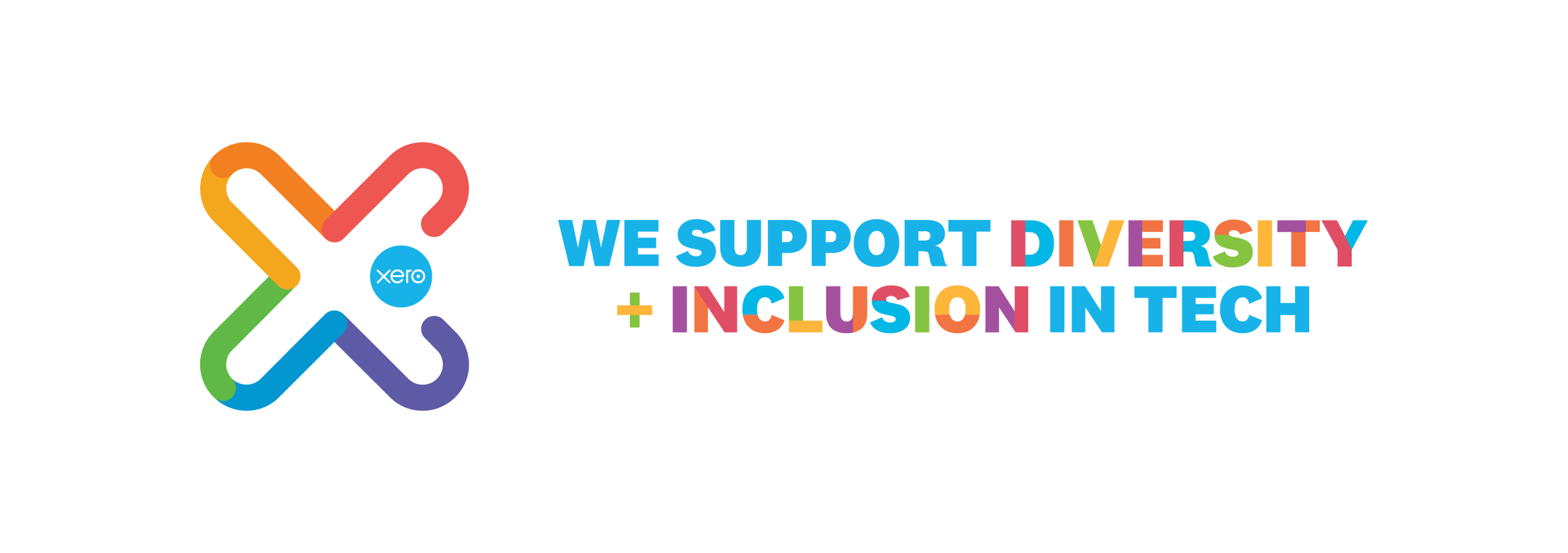 A rainbow image that includes the Xero logo and says ‘We support diversity and inclusion in tech’.