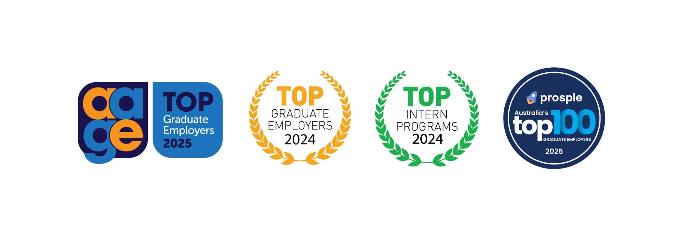 Logos of four awards that Xero has received for its grad program.