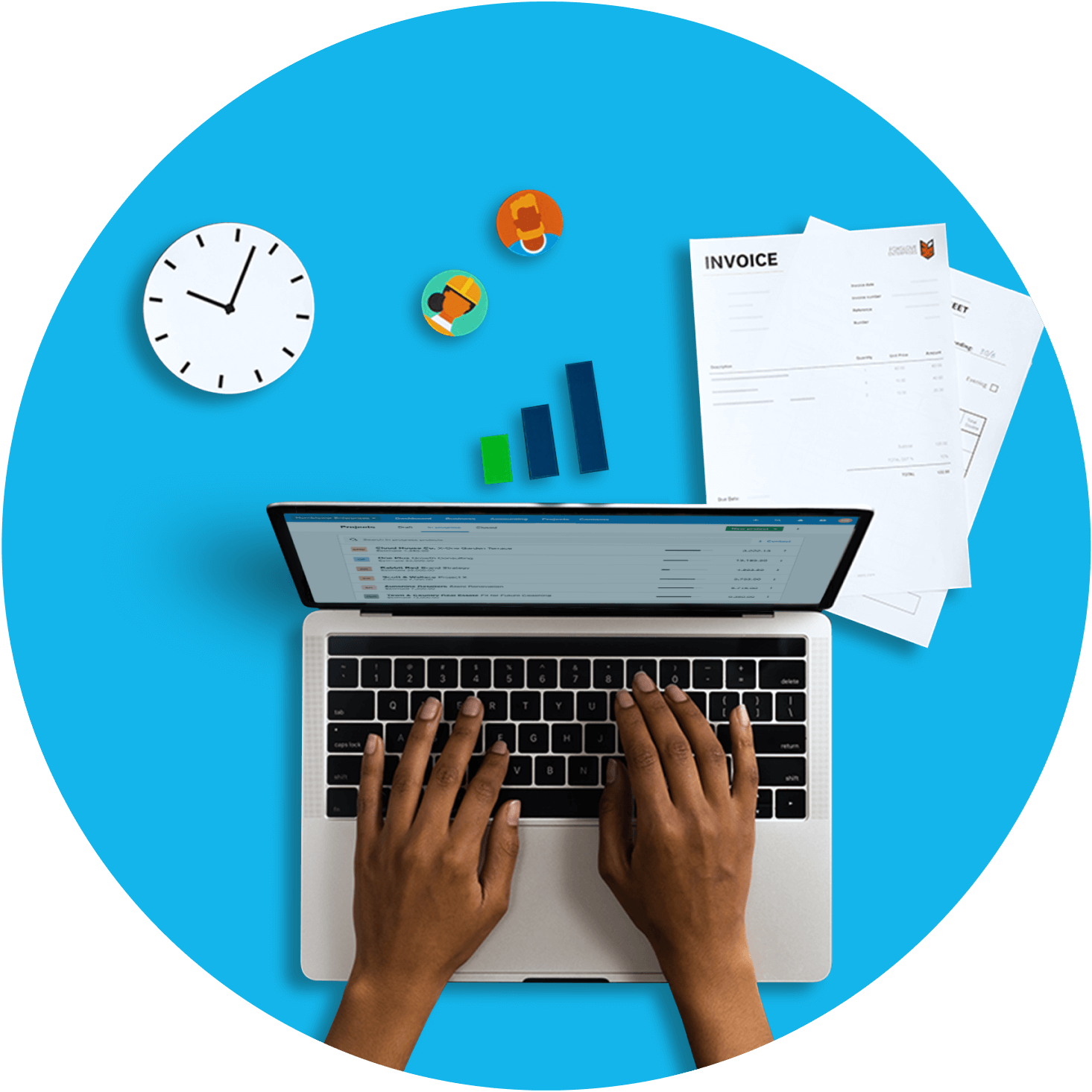 A practice administrator enters expenses into Xero legal software on a laptop.