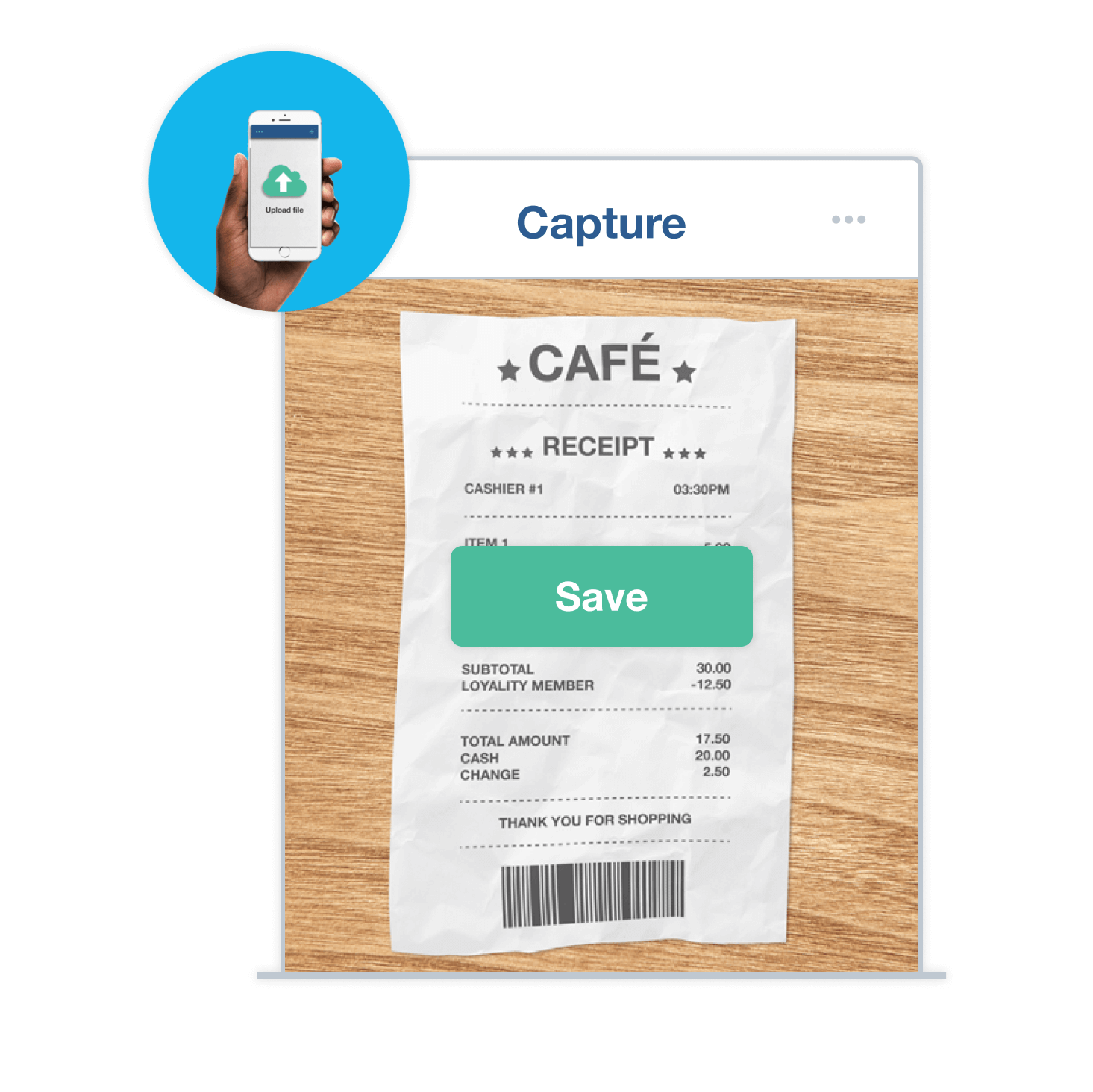 Photo of a receipt taken on a mobile phone ready for adding into Xero.