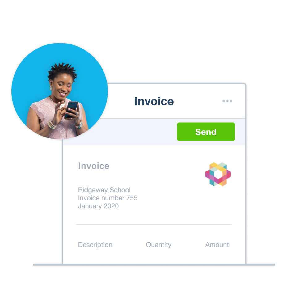 A startup business owner sends an invoice from the Xero mobile app.