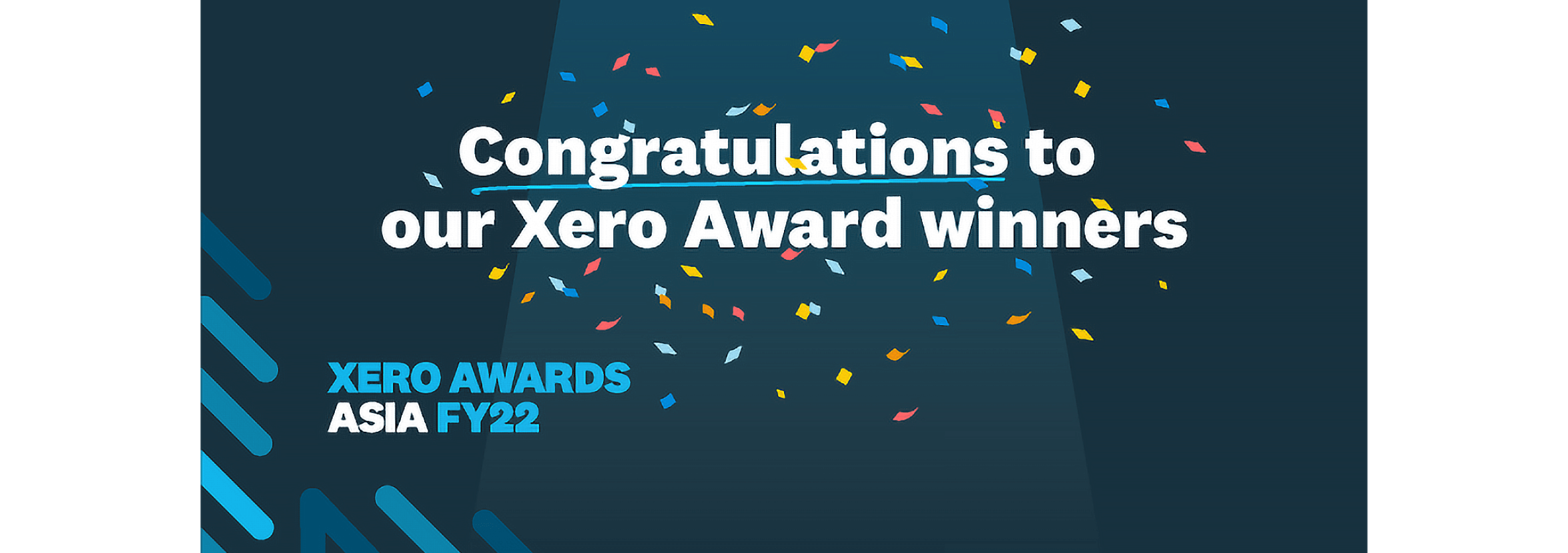 A slide congratulating the Xero Award winners