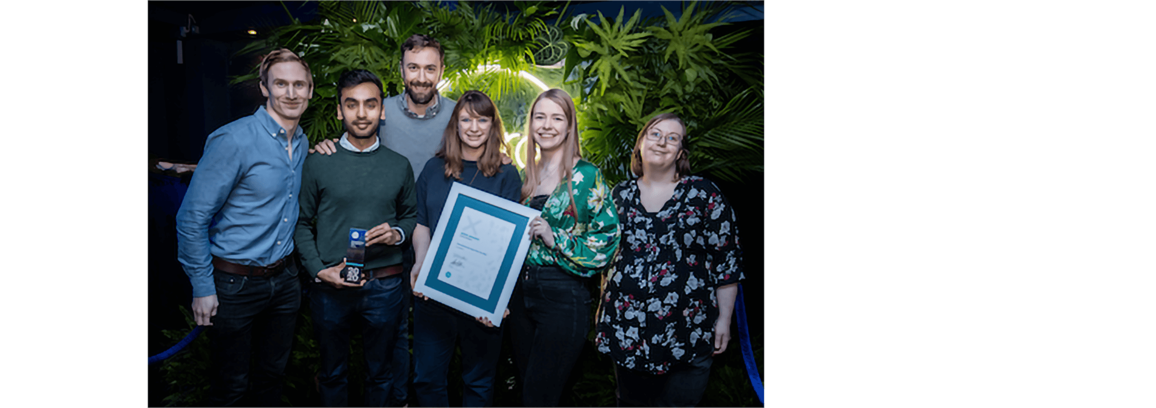 Members of the GoCardless team celebrate winning the Financial Services of the Year award.