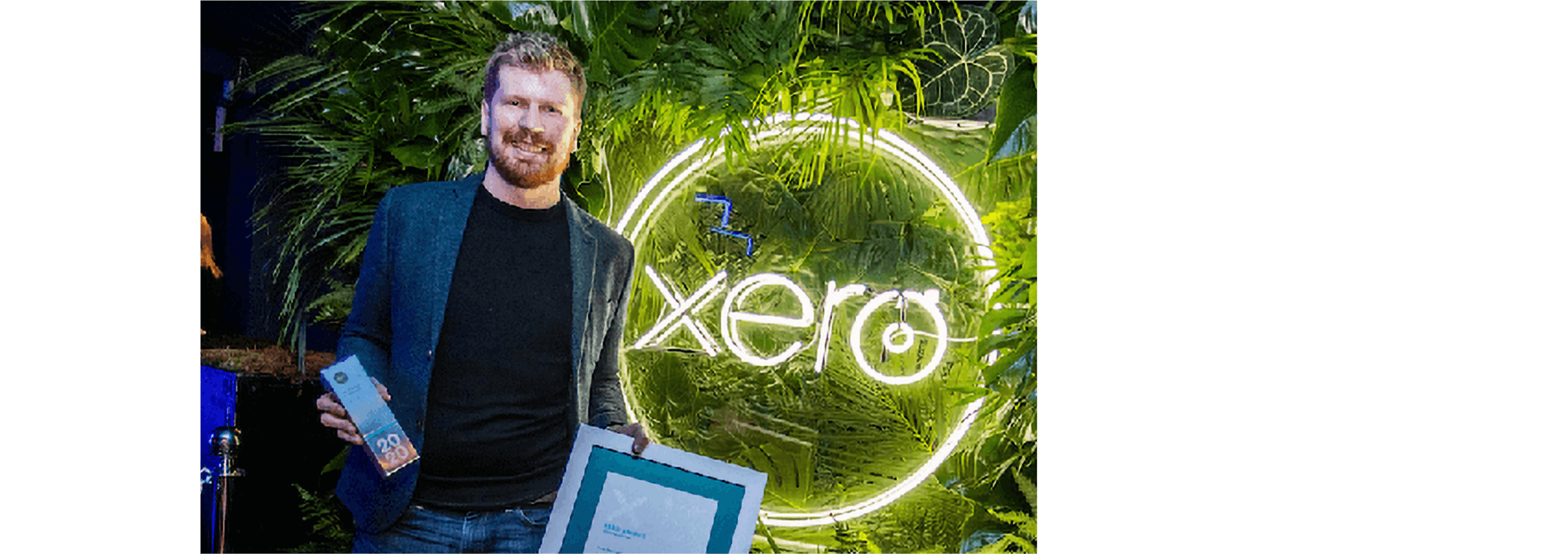  Jonathan Bareham from Raedan celebrates winning the Xero’s Most Valued Professional award.