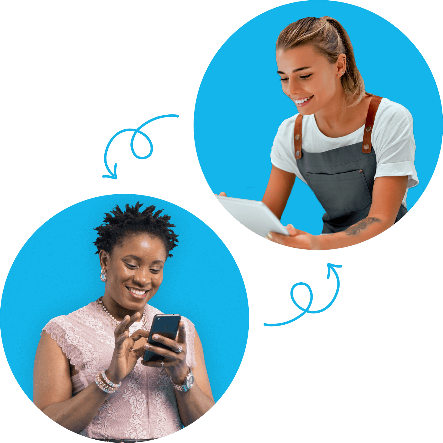 Xero UI with overlay of people using Xero on the go with mobile and tablet 