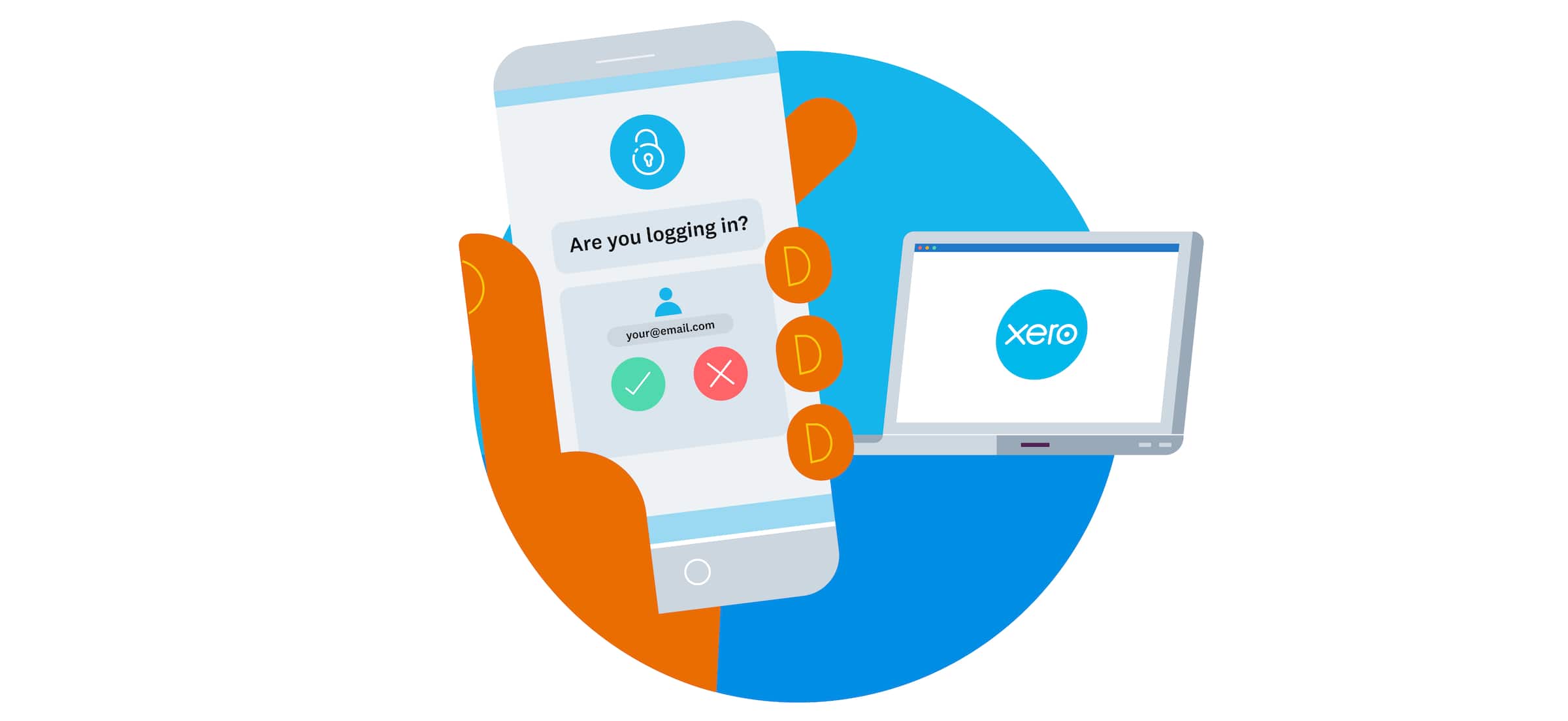 A xero user receives a message on their phone checking it’s really them logging