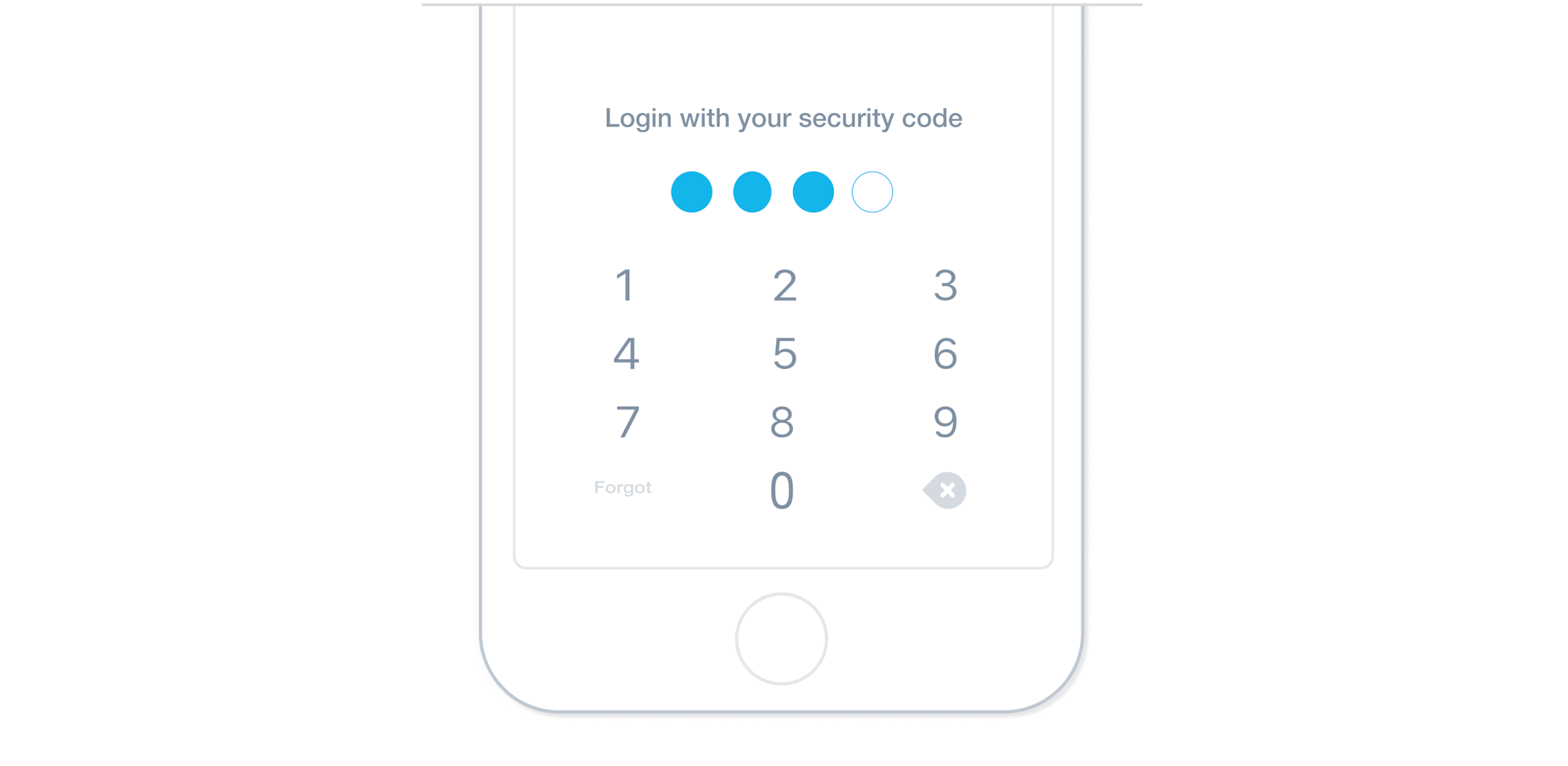 The Xero mobile app shows a screen asking a user to log in with their security code for an additional layer of security. 