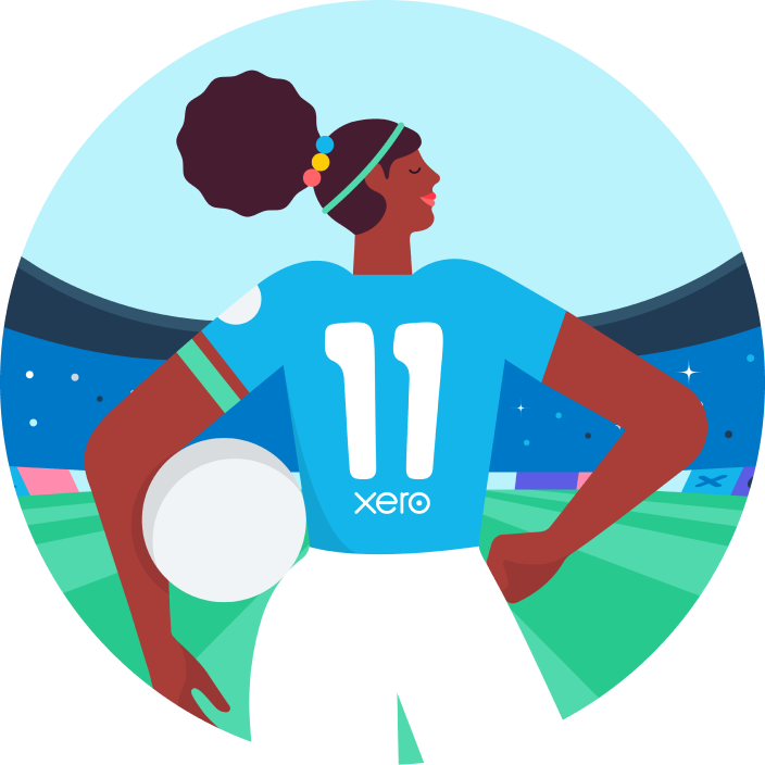 Illustrated image of a women holding a football