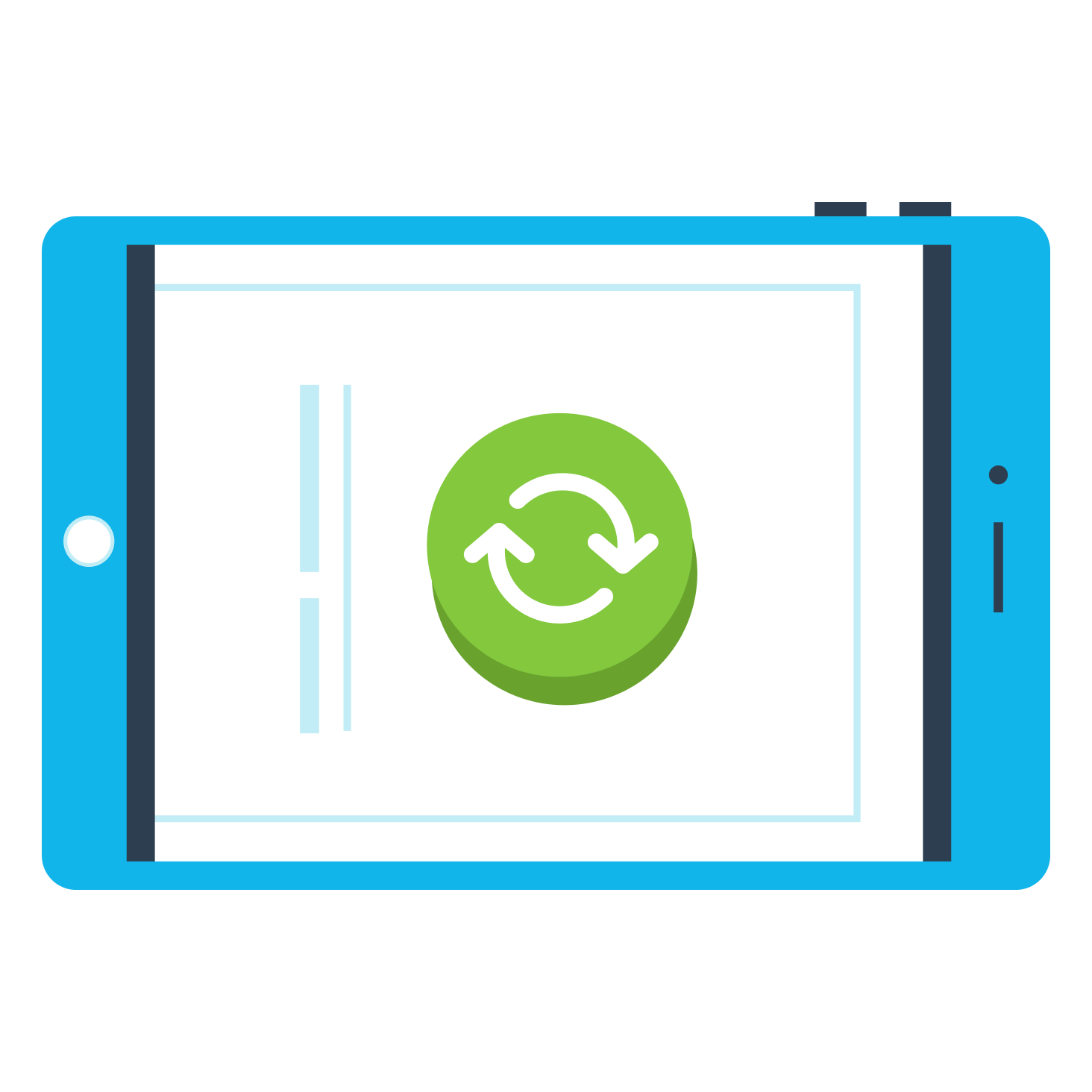 Two circling arrows on the screen of a mobile device.