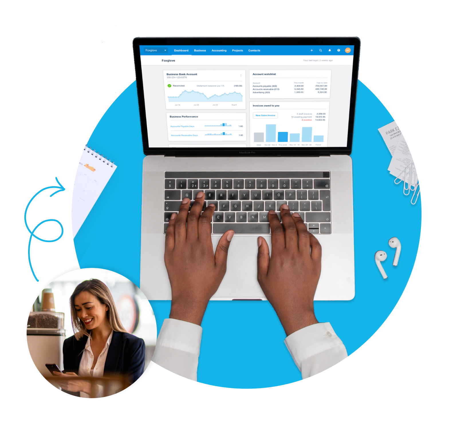 Laptop showing Xero software