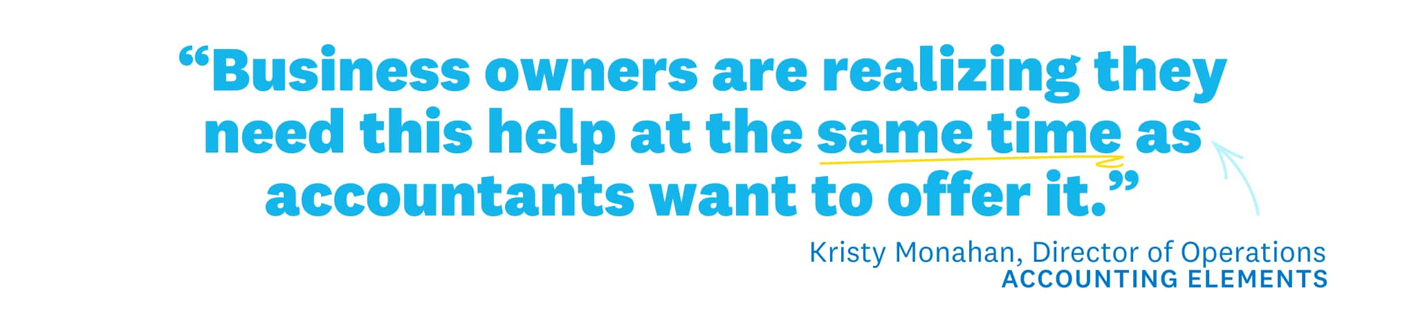 Image of text: “Business owners are realizing they need this help at the same time as accountants want to offer it."