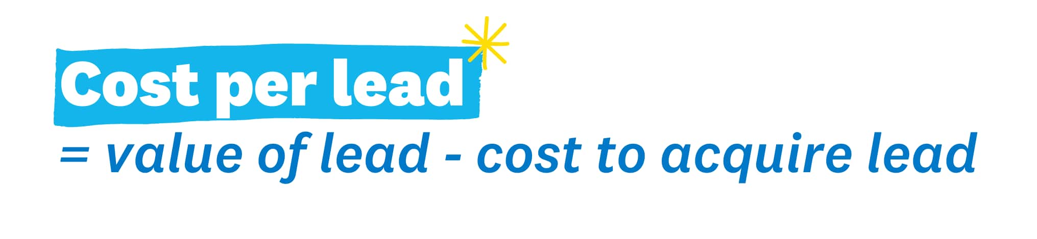 Image of text: "Cost per lead = value of lead - cost to acquire lead"