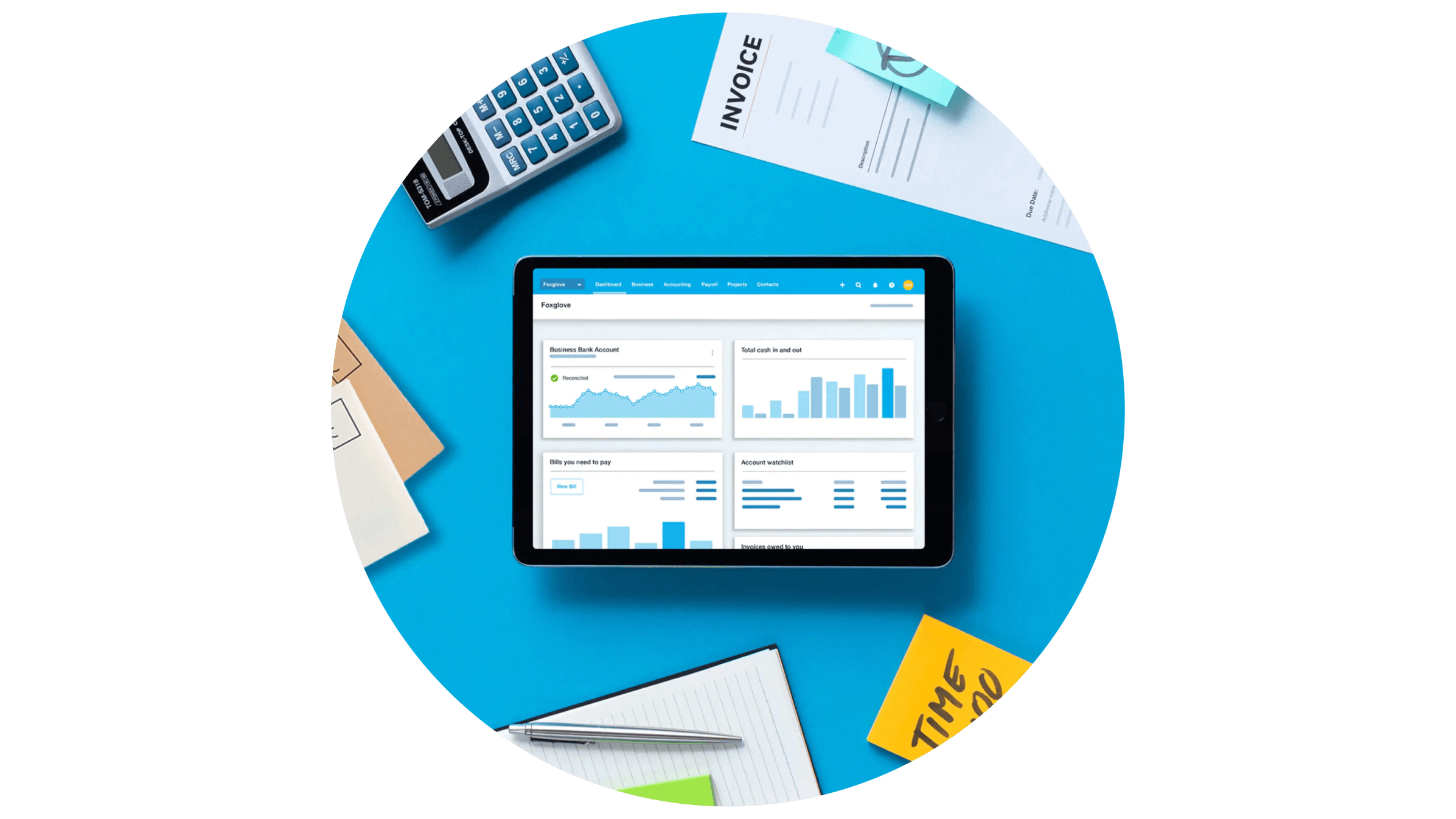 Xero display on a notepad device. Xero comes with many support resources, making your team and accounting management easy.