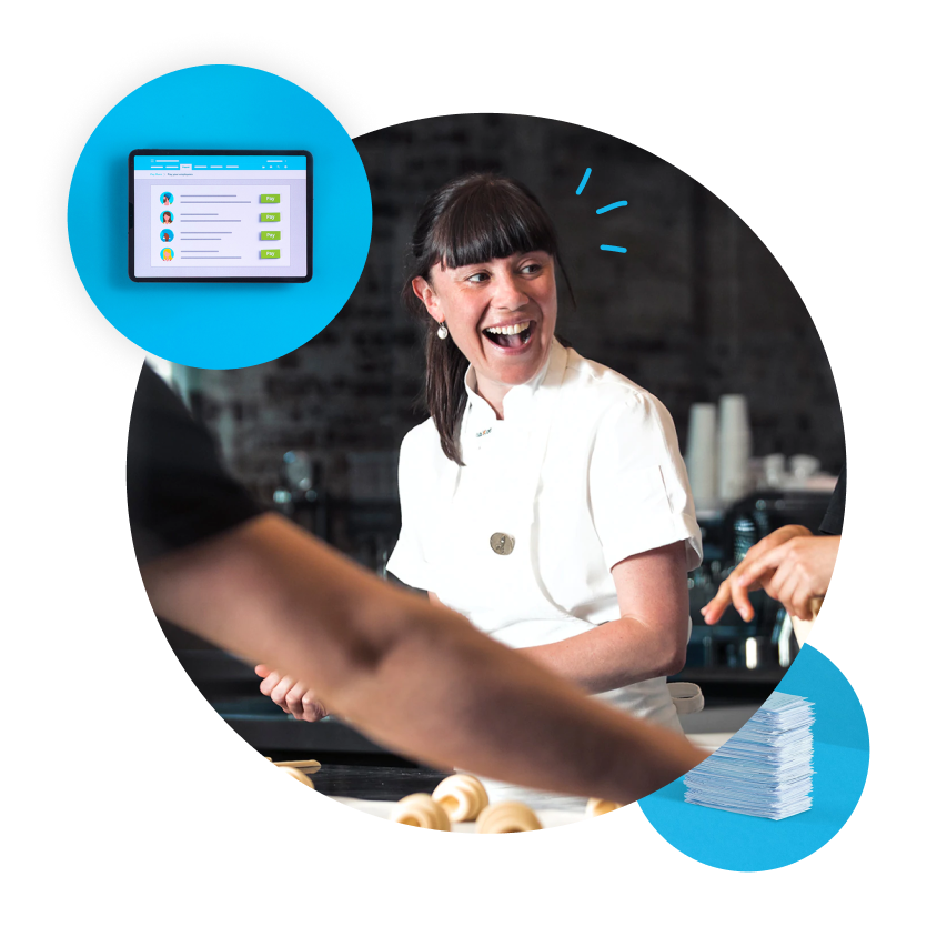 Two bakers in aprons discuss their business partnership with Xero.