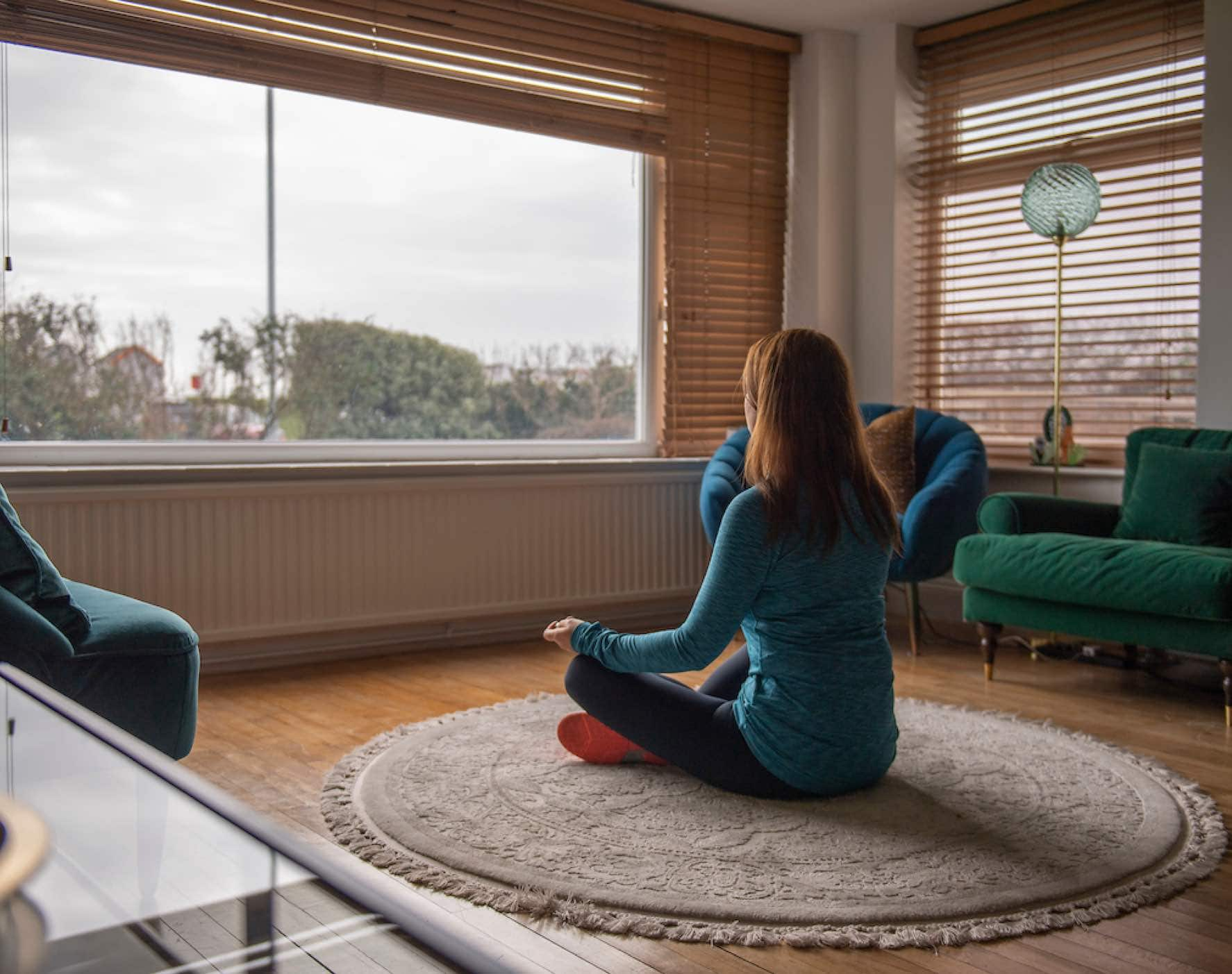 A person doing yoga at home