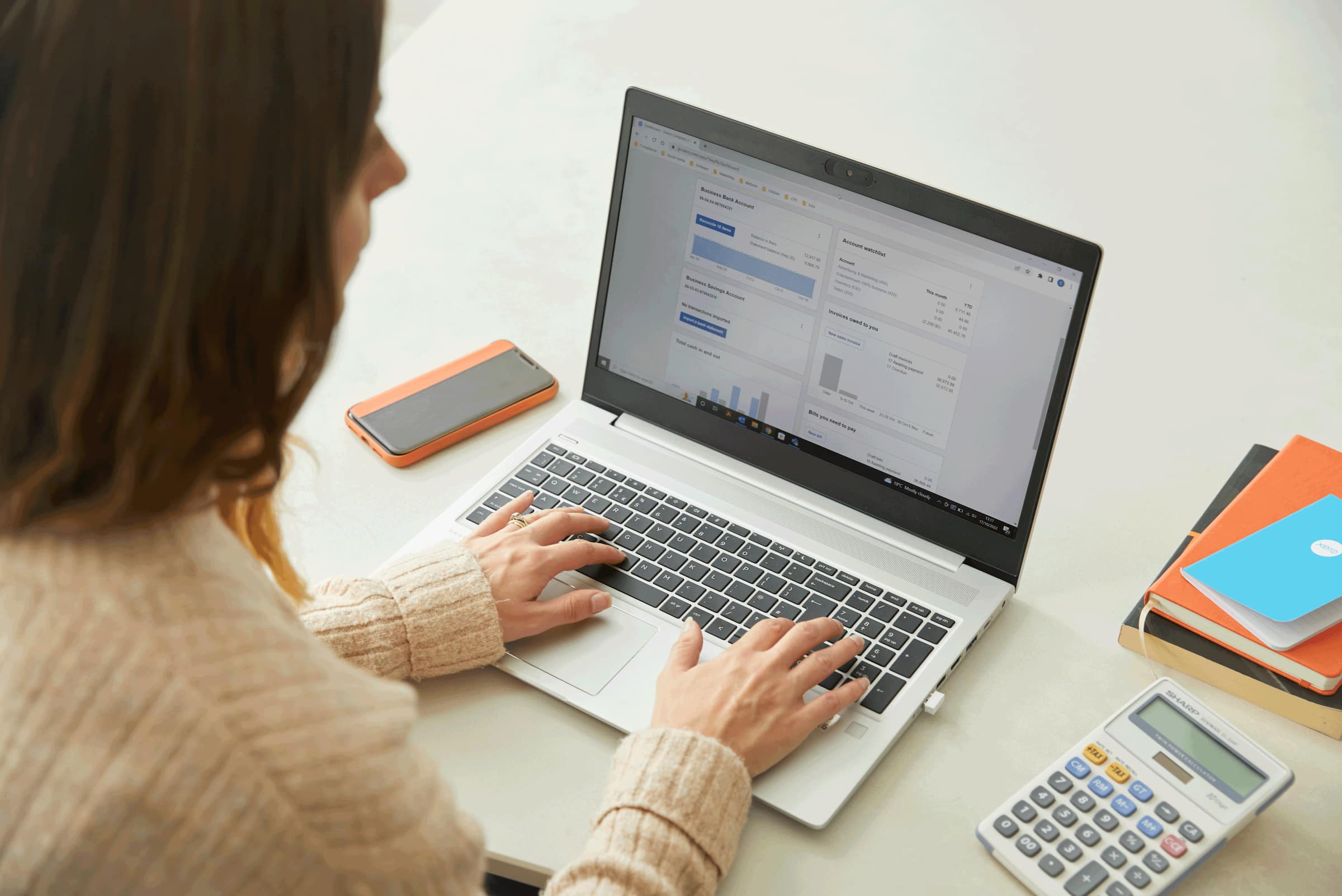 Carly working on the Xero dashboard