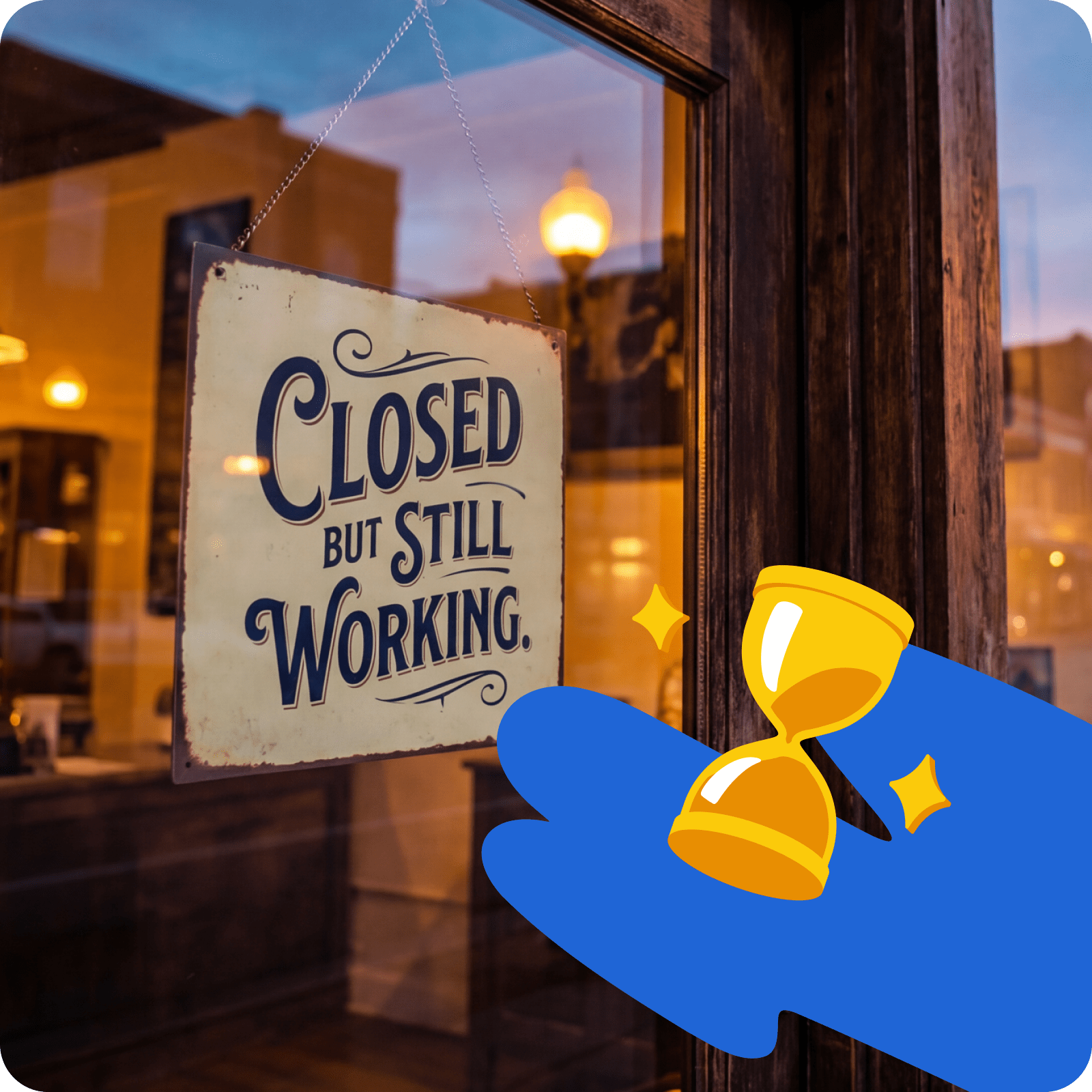 A window with a closed sign