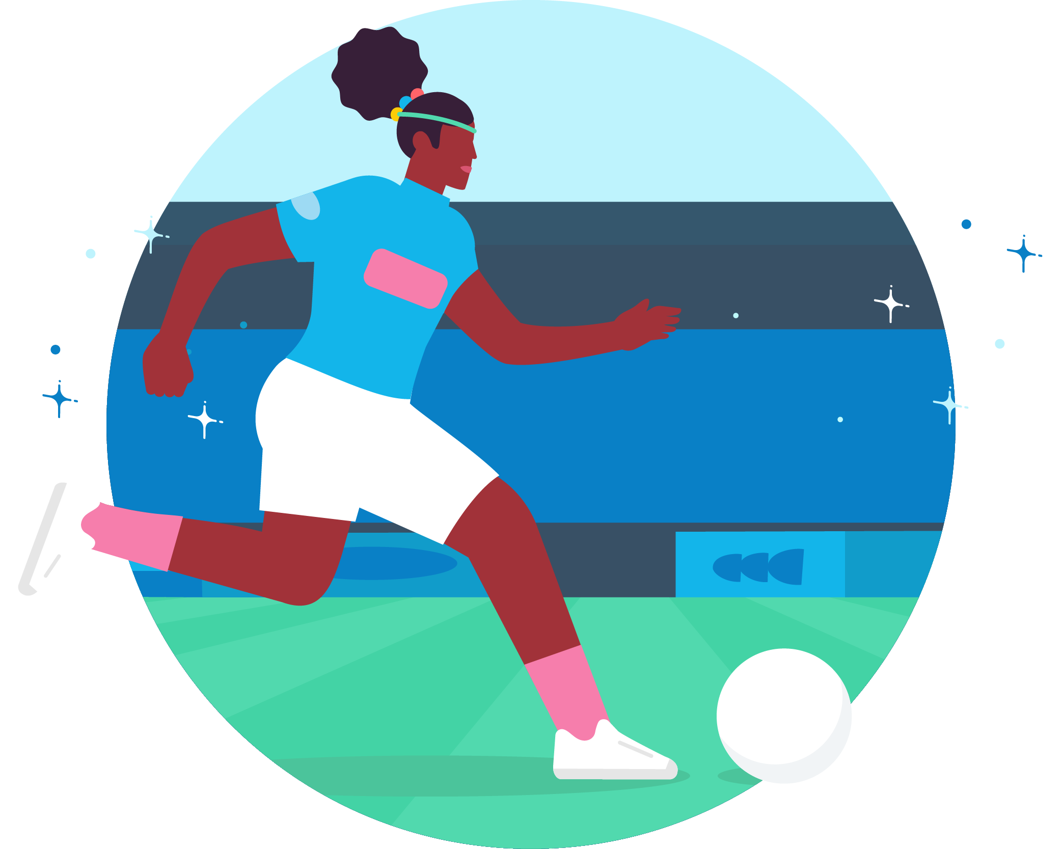 Illustrated football player kicking ball