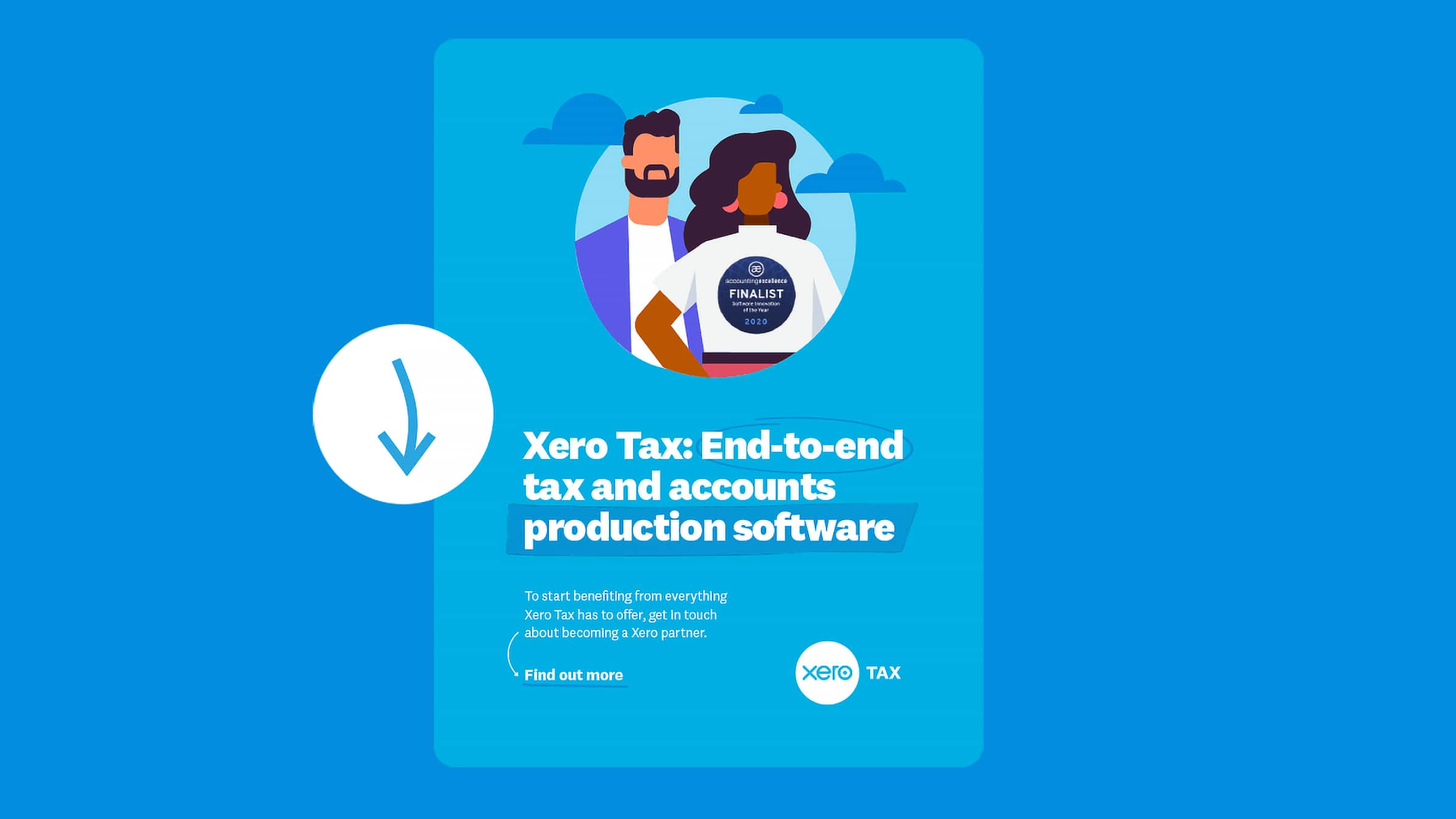 An illustrated Xero Tax document to download, with two illustrated people on the cover. 