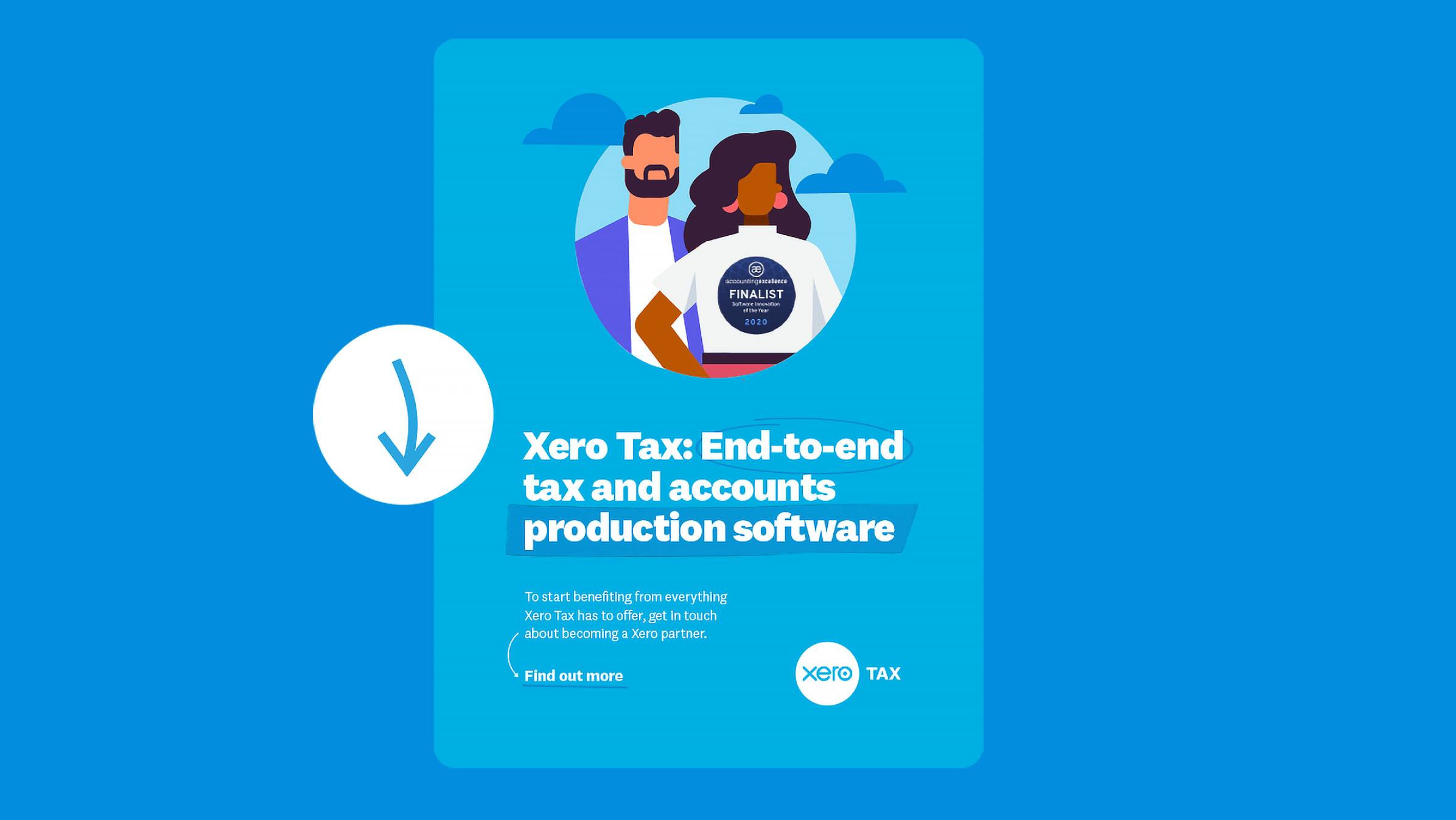 An illustrated Xero Tax document to download, with two illustrated people on the cover.