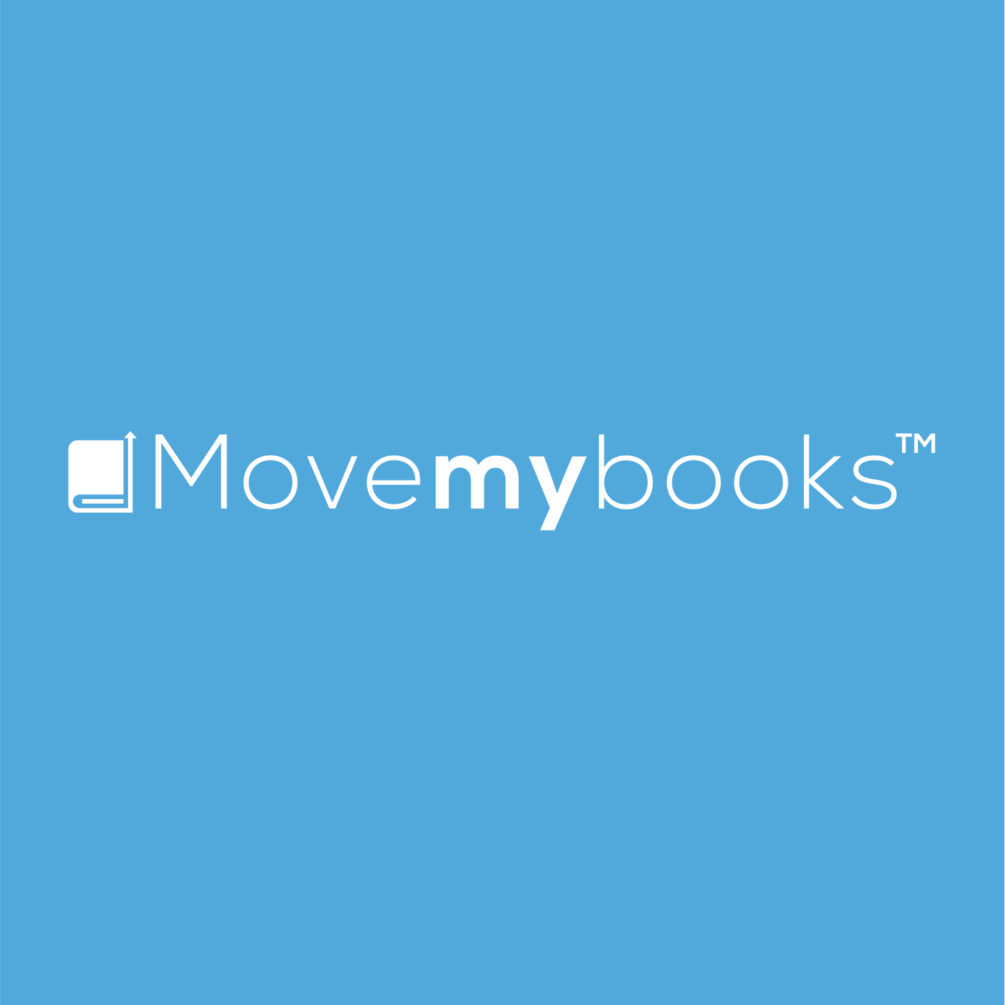 The Movemybooks logo: white text on a mid blue background