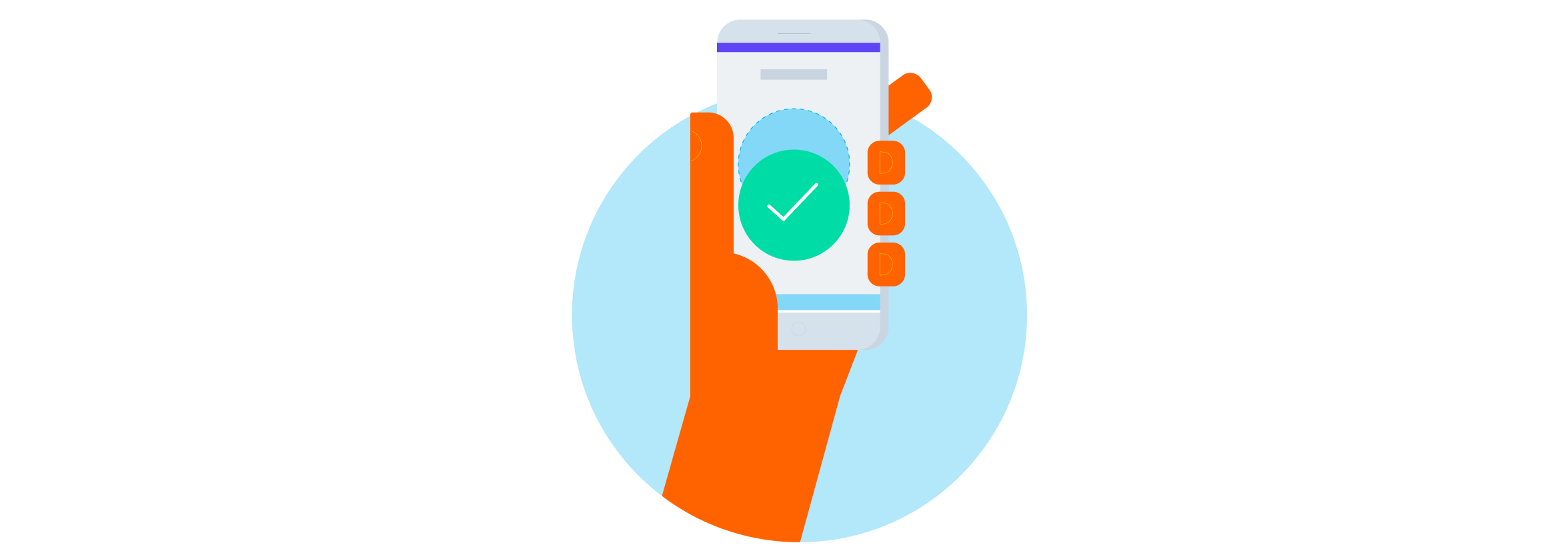 A big tick displays on a mobile phone screen to show that an invoice has been sent.
