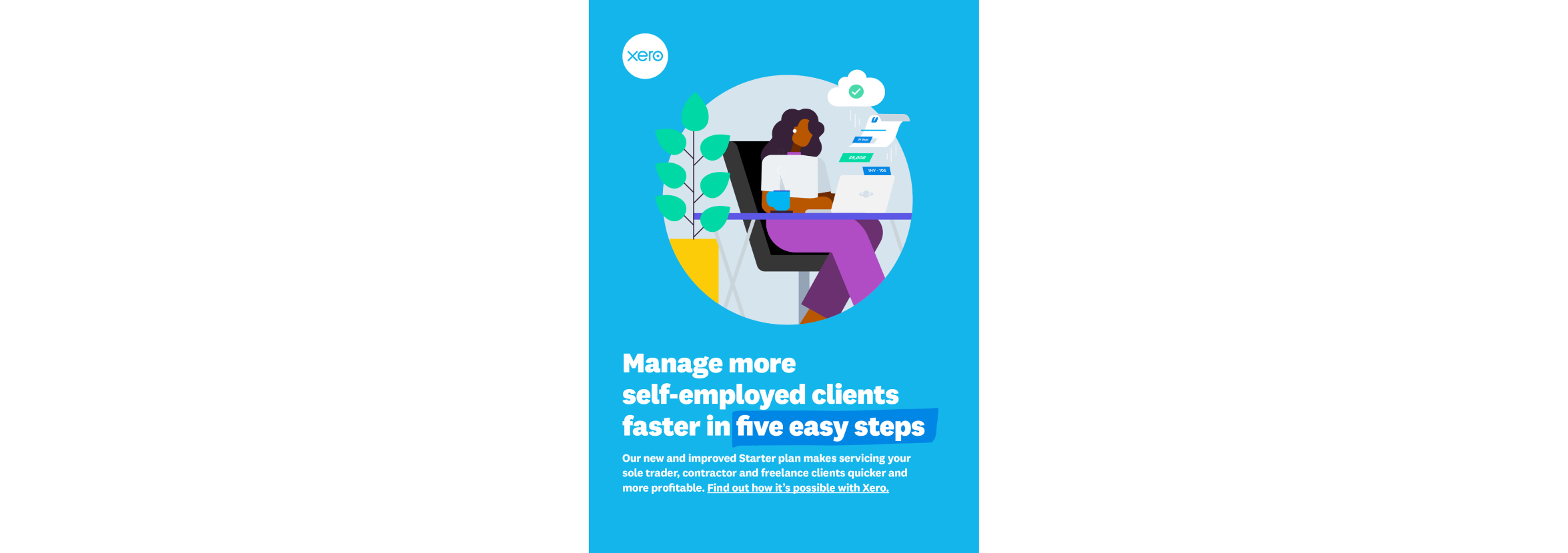 The front cover of Xero’s PDF guide, ‘Manage more self-employed clients faster in five steps.