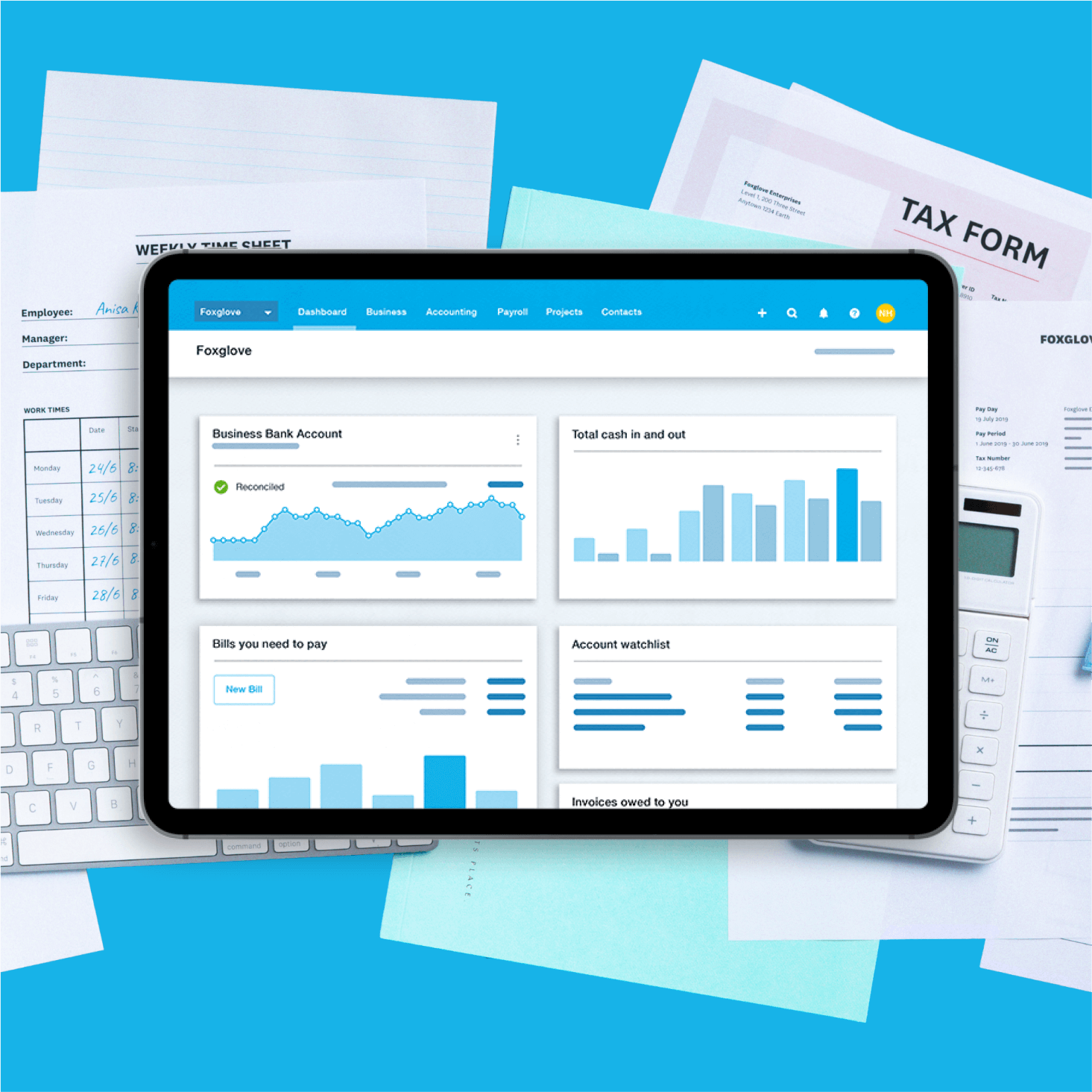 An advisor has all the financials, client details, and tax returns stored in Xero.