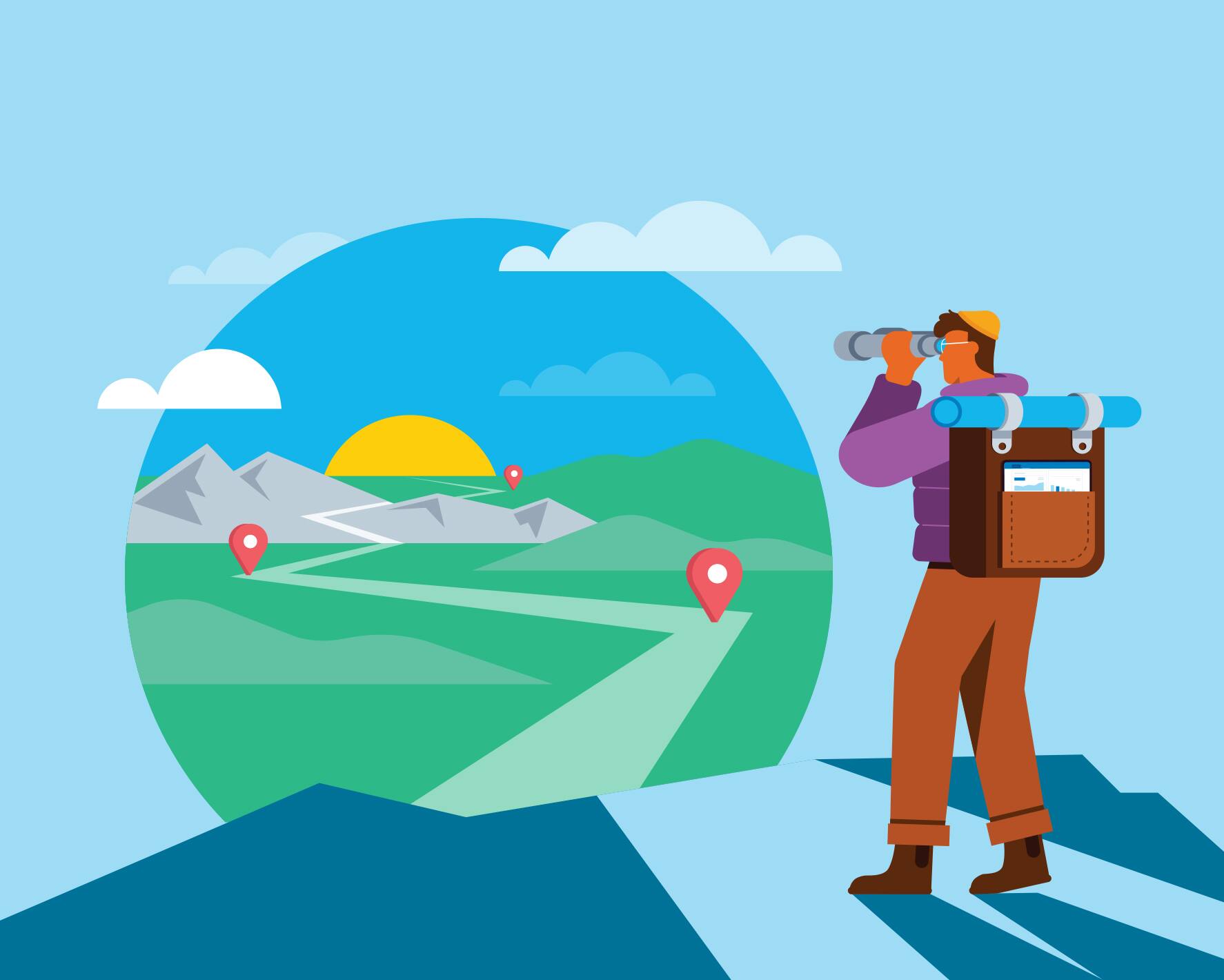 Illustration of a person going on a walk