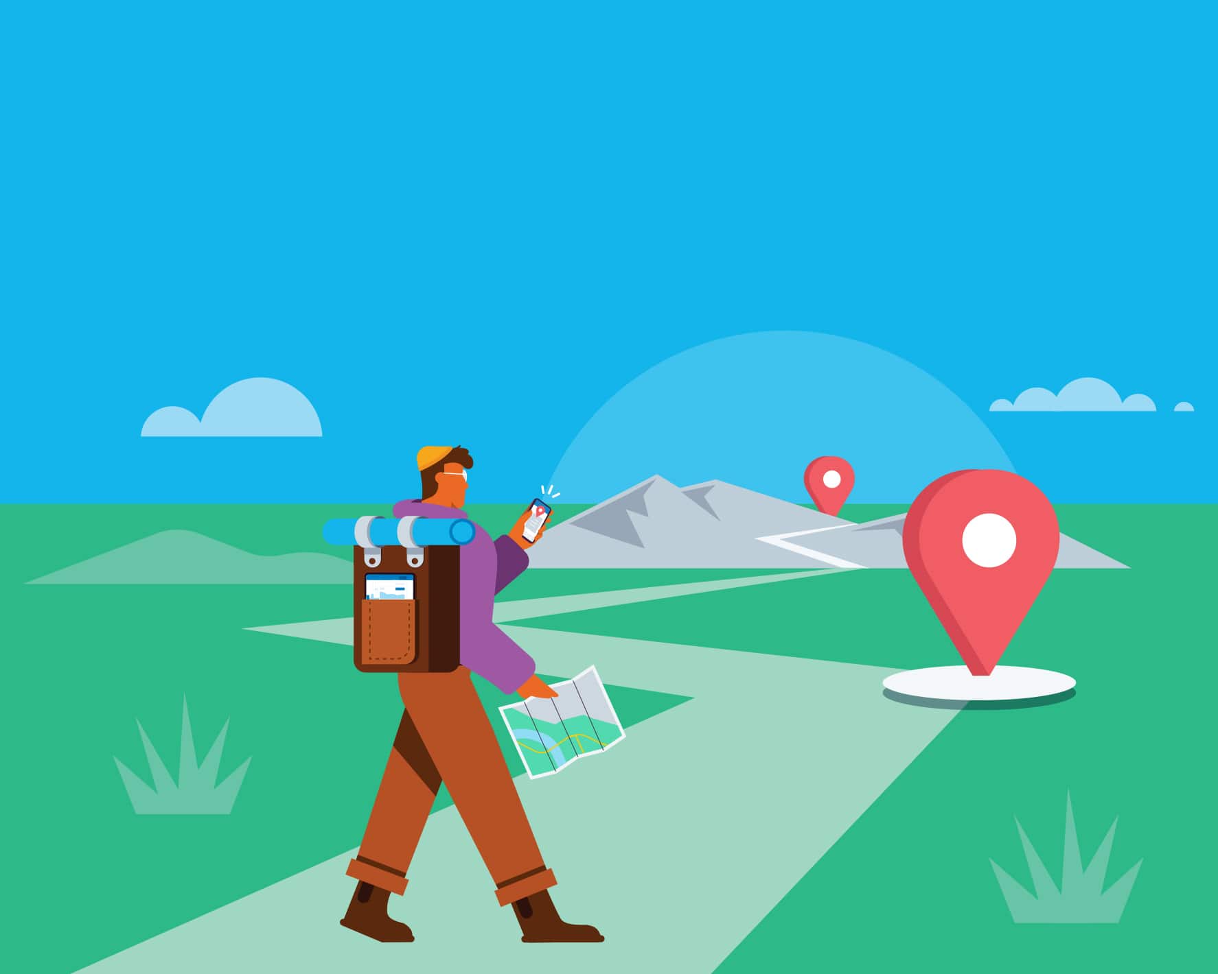 Illustration of a person going on a walk