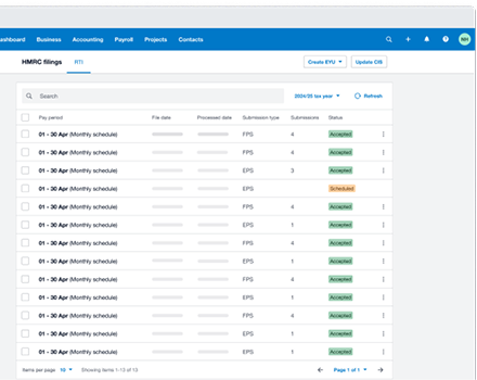 A display of payroll software shows on a screen.