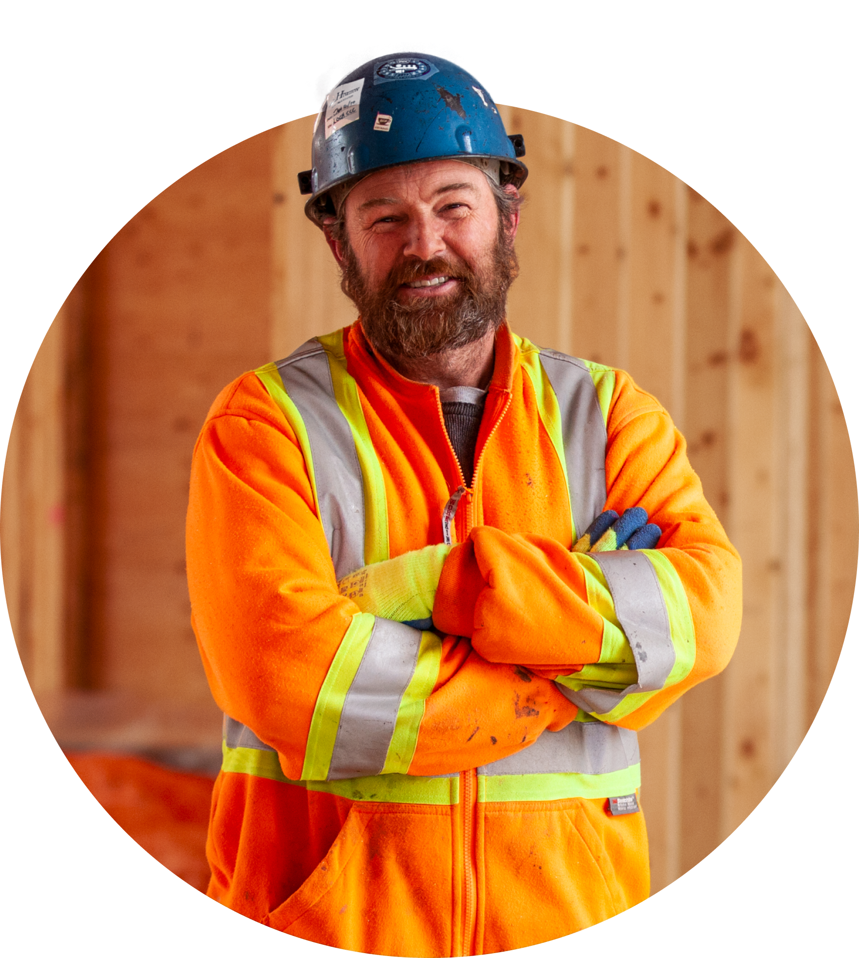 A builder wearing a hard hat