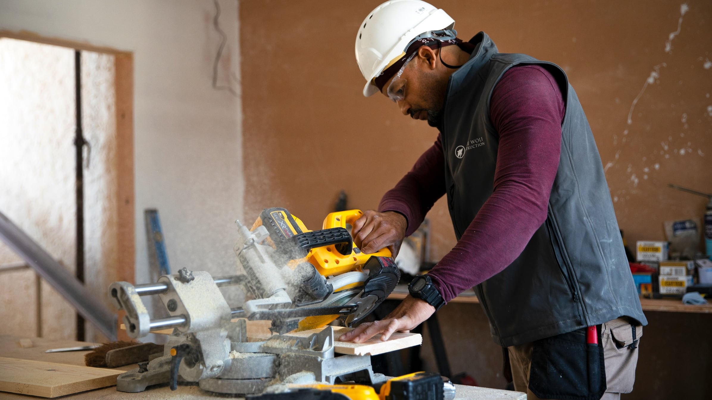 Construction worker working on a construction site.