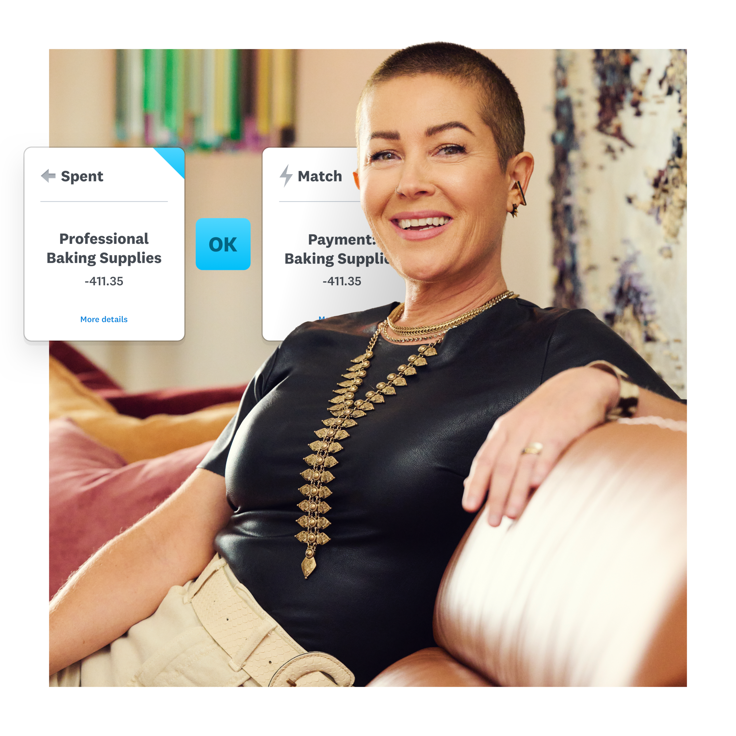 Photo of man. Illustration of invoice in Xero.