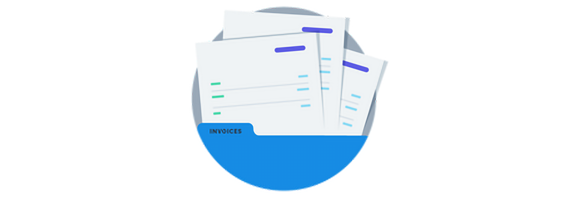 A folder with three invoices filed in it.