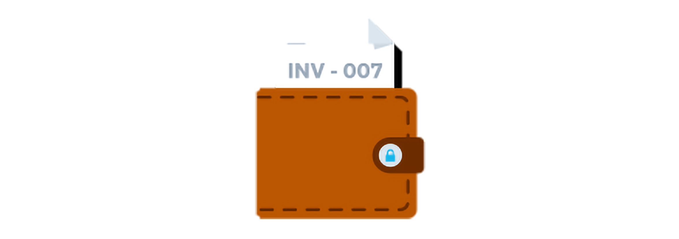 A wallet with an invoice folded inside it.