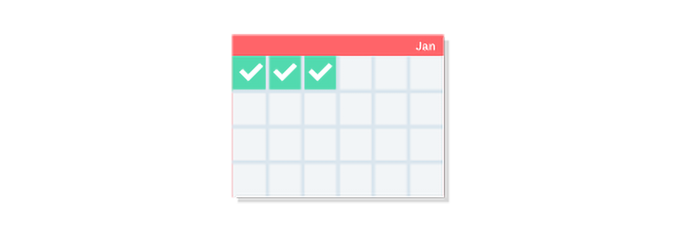 A calendar with green ticks marked on the first three days of January.