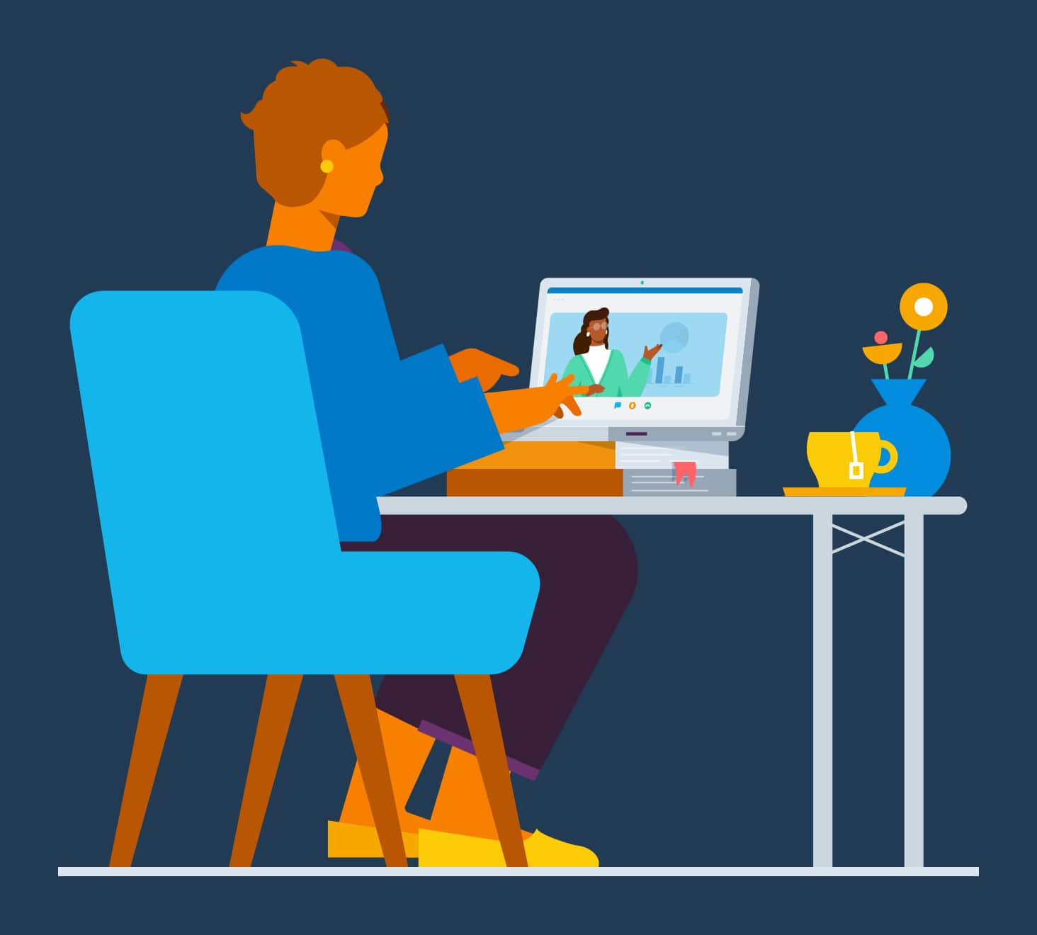 Person watching an integrated practice management and tax webinar on a laptop.
