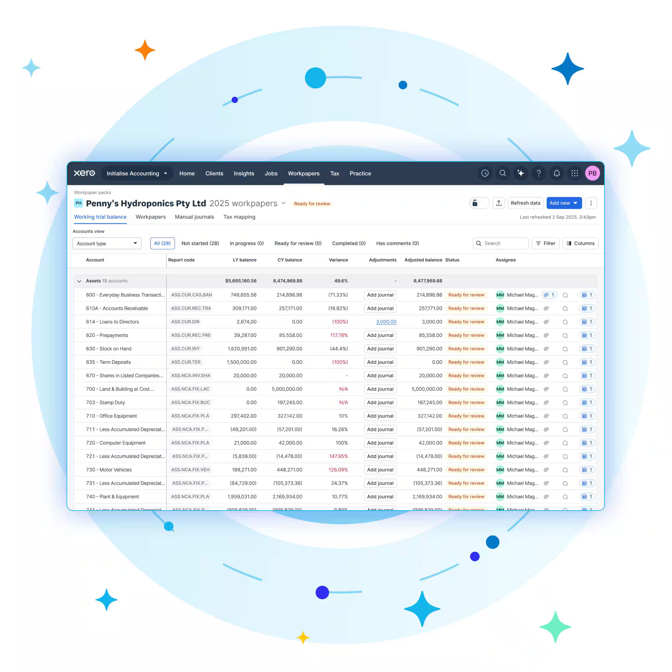 New Xero Workpapers working trial balance