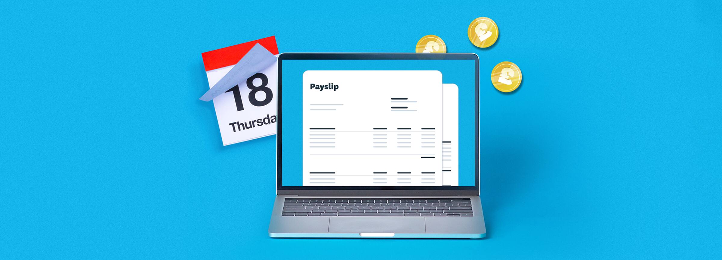 A laptop displaying a paylsip template