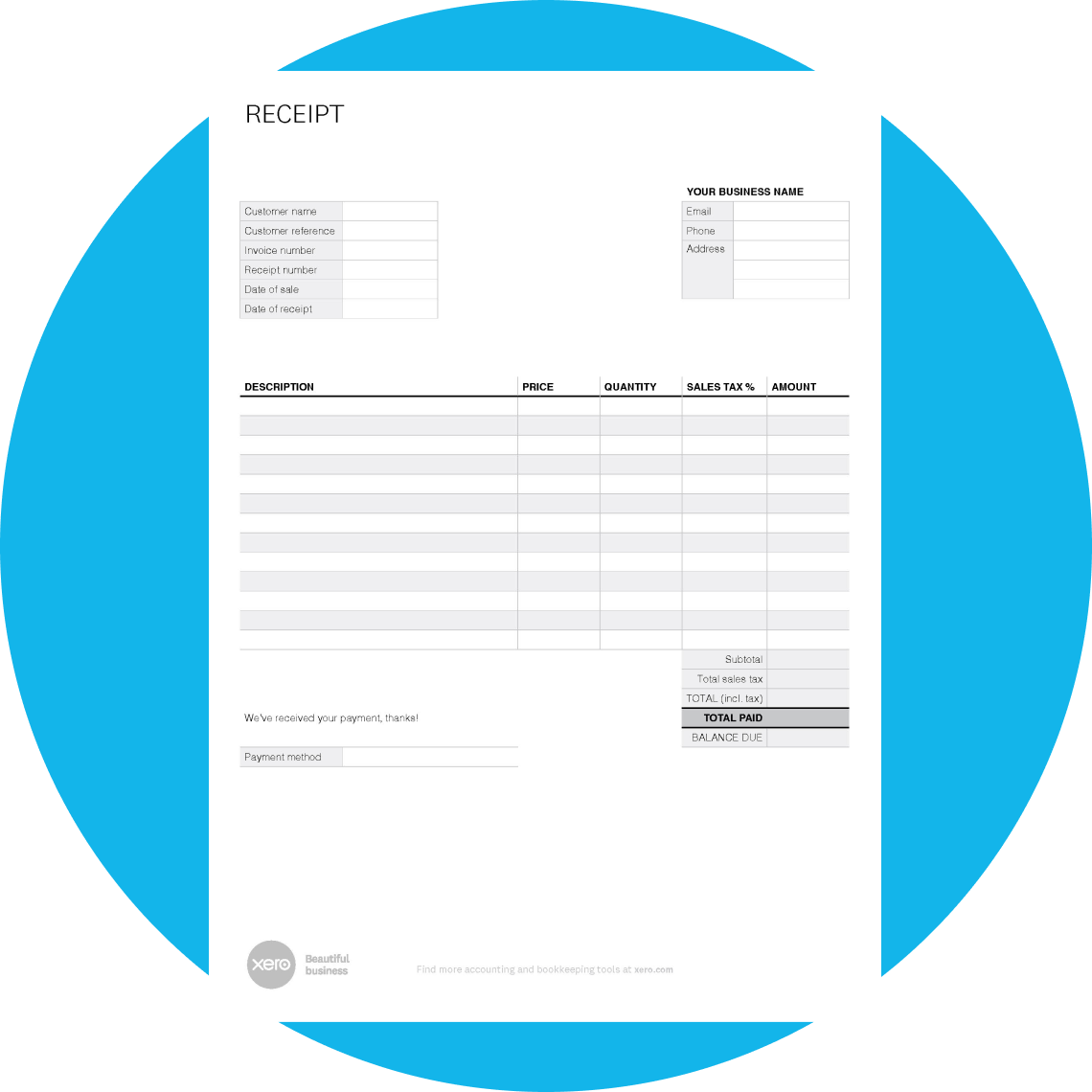 Free Receipt Template Xero