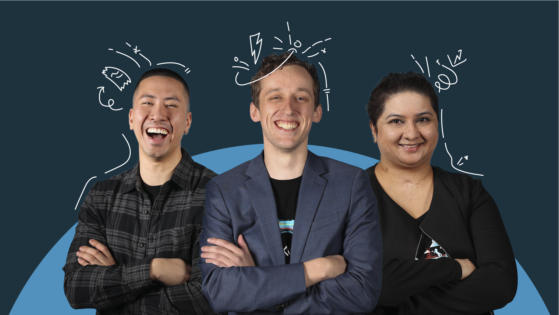 Three smiling Xero partner consultants pose with arms crossed.